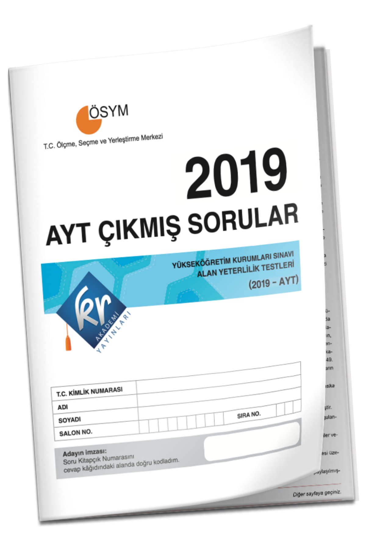 2019 AYT Çıkmış Sorular Tıpkı Basım Kitapçığı KR Akademi Yayınları