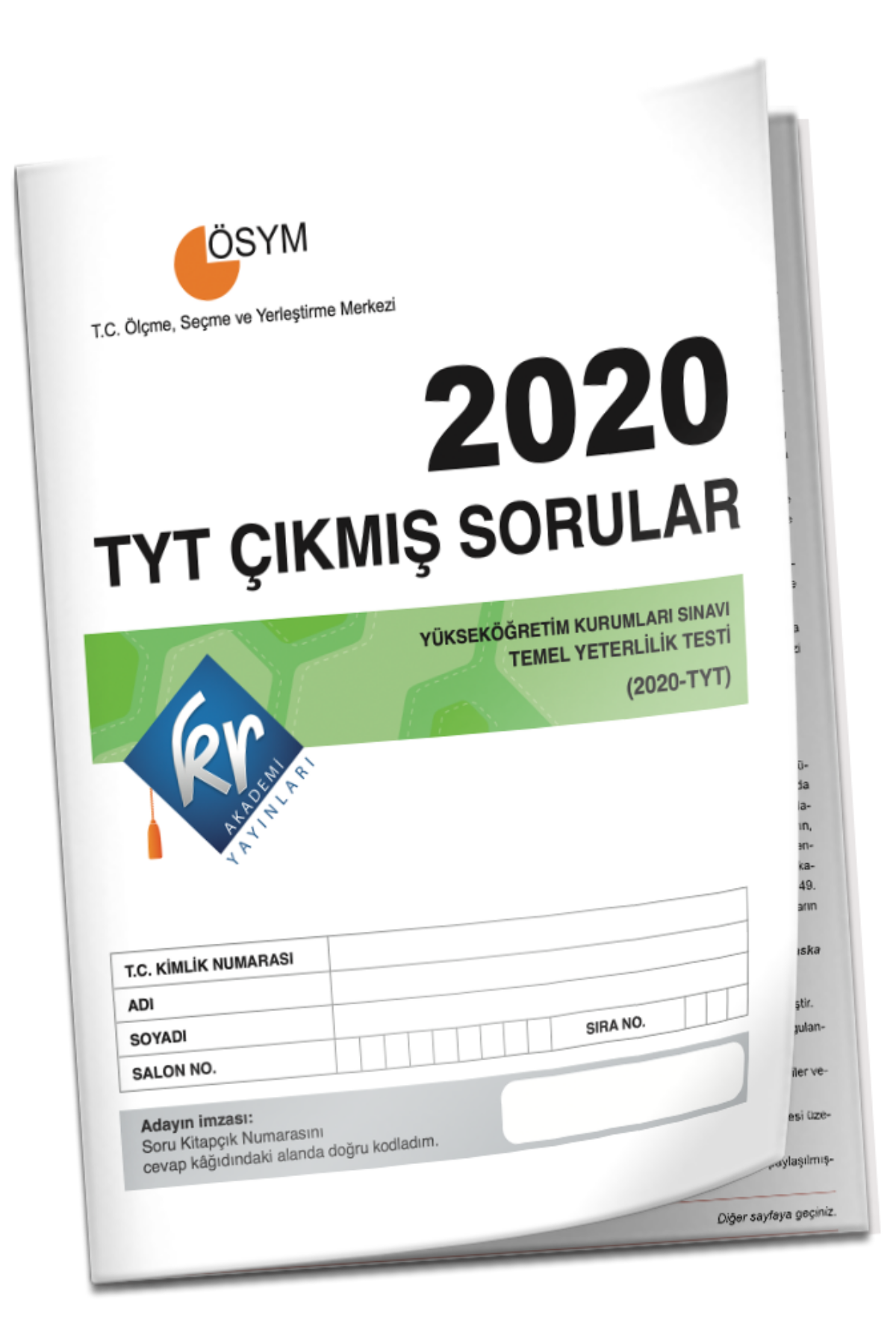 2020 TYT Çıkmış Sorular Tıpkı Basım Kitapçığı KR Akademi Yayınları