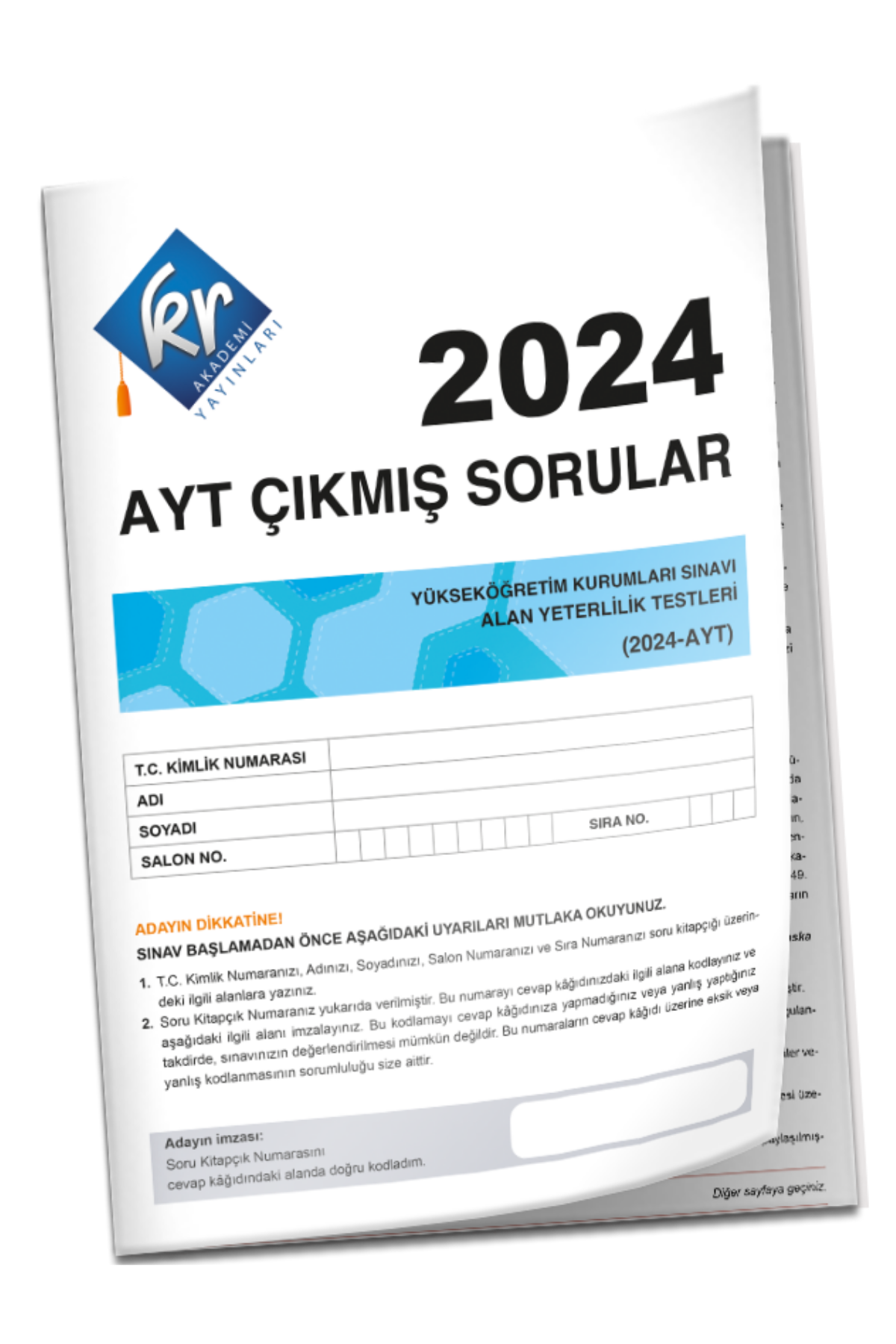 2024 AYT Çıkmış Sorular Tıpkı Basım Kitapçığı KR Akademi Yayınları