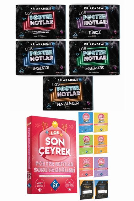 LGS 5'li Poster Notlar & LGS Son Çeyrek Soru Fasikülleri (4.çeyrek) Seti KR Akademi Yayınları