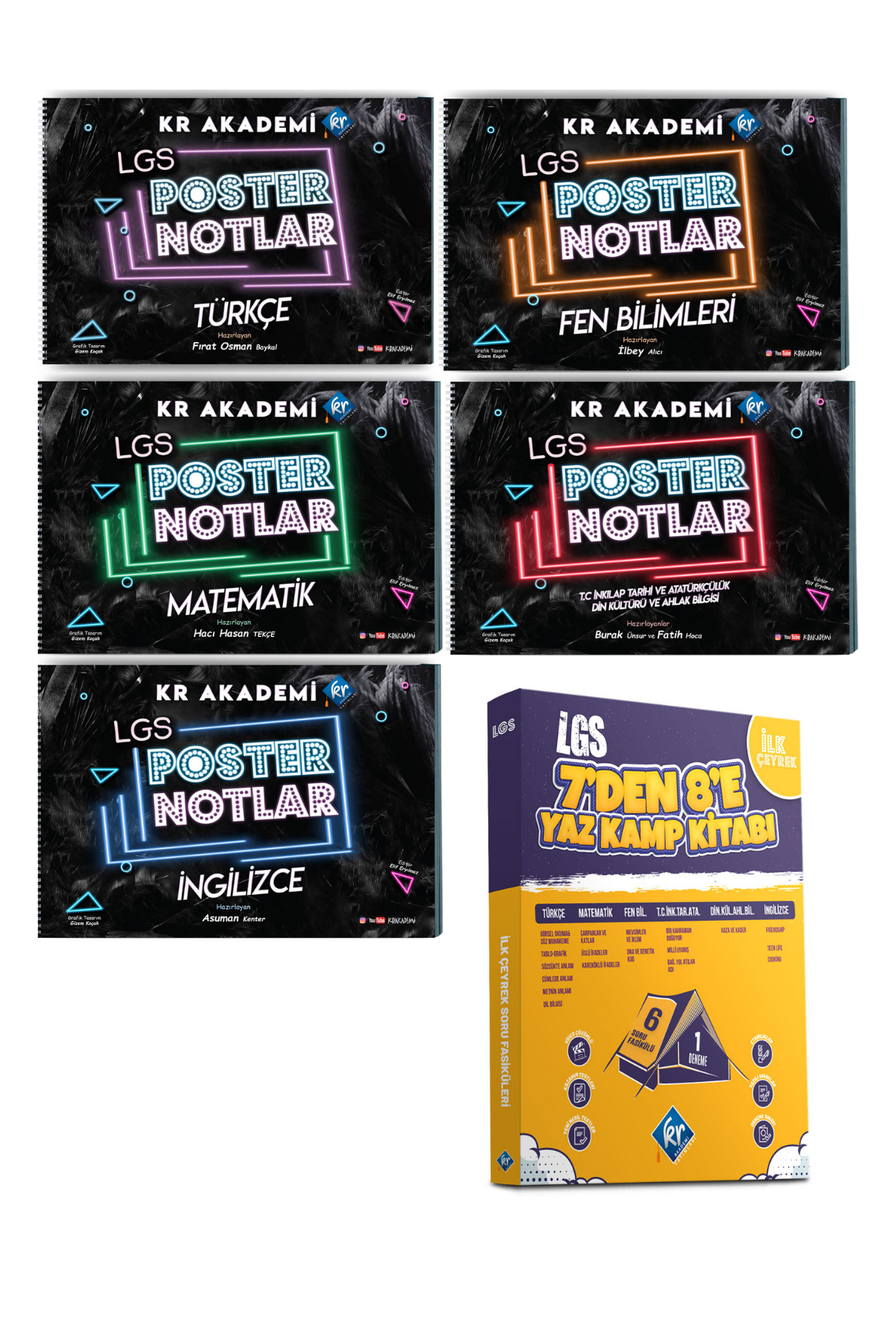LGS 7'den 8'e Poster Notlar ve 7'den 8'e Hazırlık Yaz Kamp Kitabı 13 Parça Set KR Akademi Yayınları