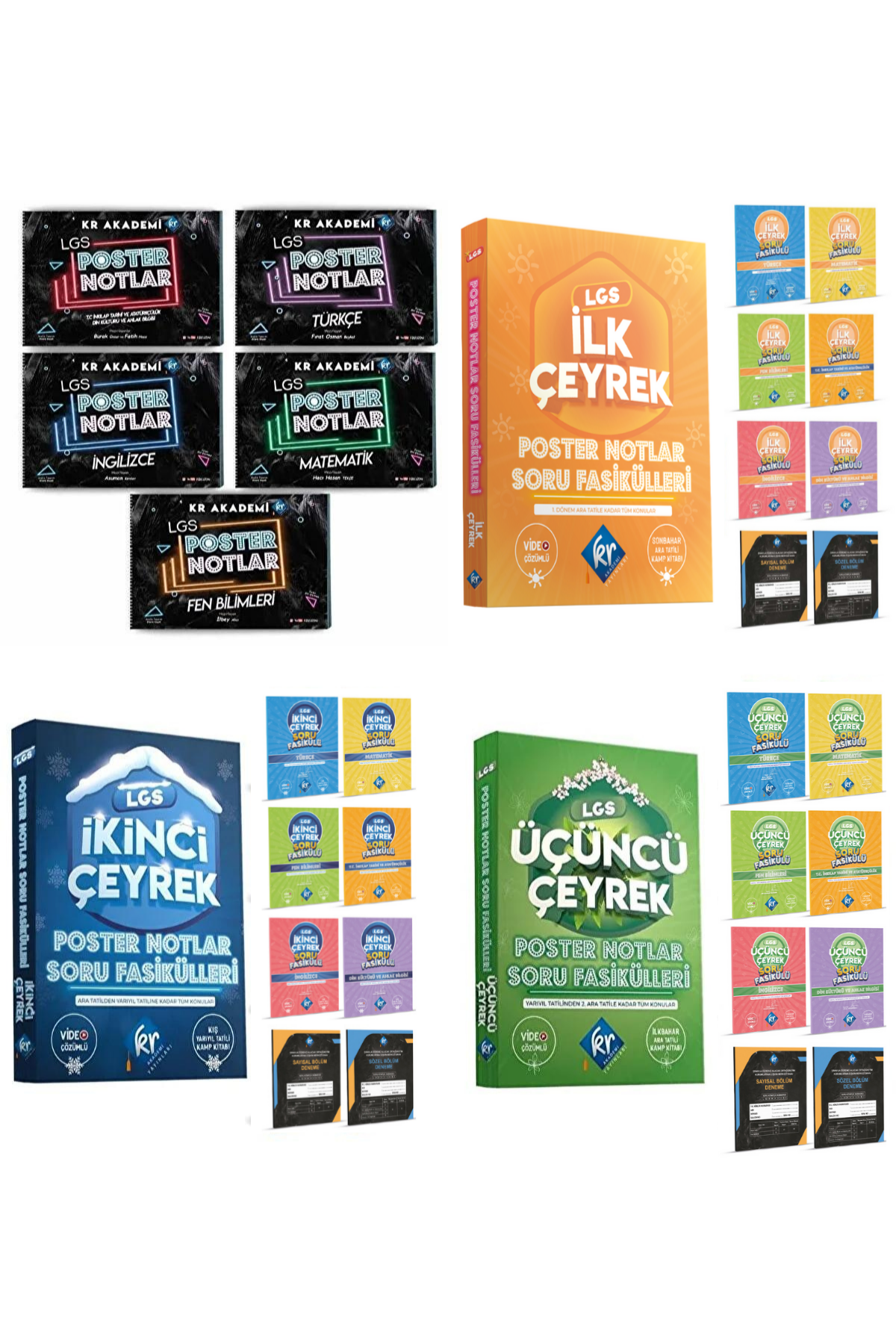 LGS Poster Notlar + Ilk Çeyrek + Ikinci Çeyrek + Üçüncü Çeyrek LGS Kamp Seti KR Akademi Yayınları LGS Poster Notlar + Ilk Çeyrek + Ikinci Çeyrek + Üçüncü Çeyrek LGS Kamp Seti KR Akademi Yayınları