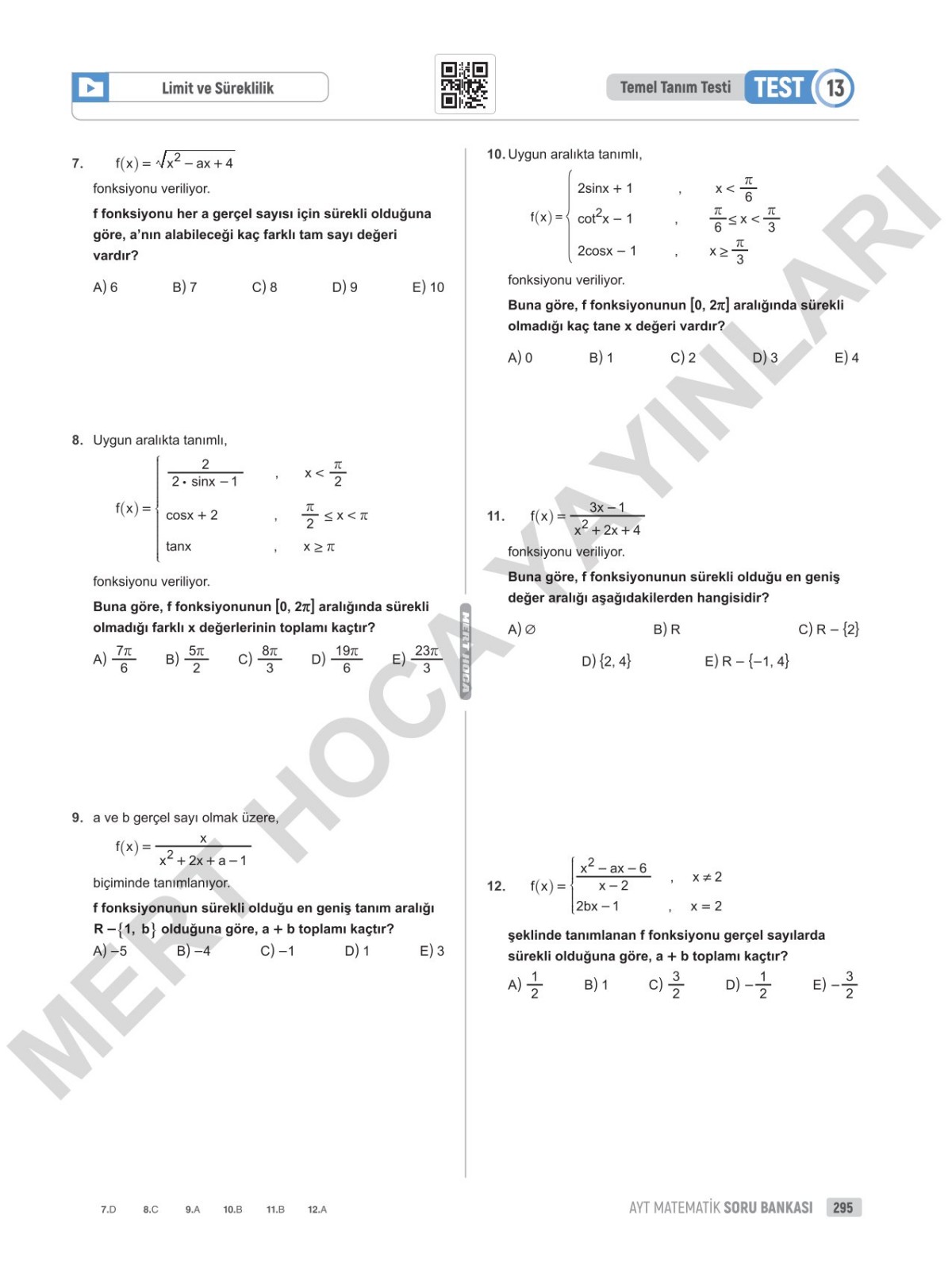 2025 90 Günde AYT Matematik Soru Bankası Mert Hoca