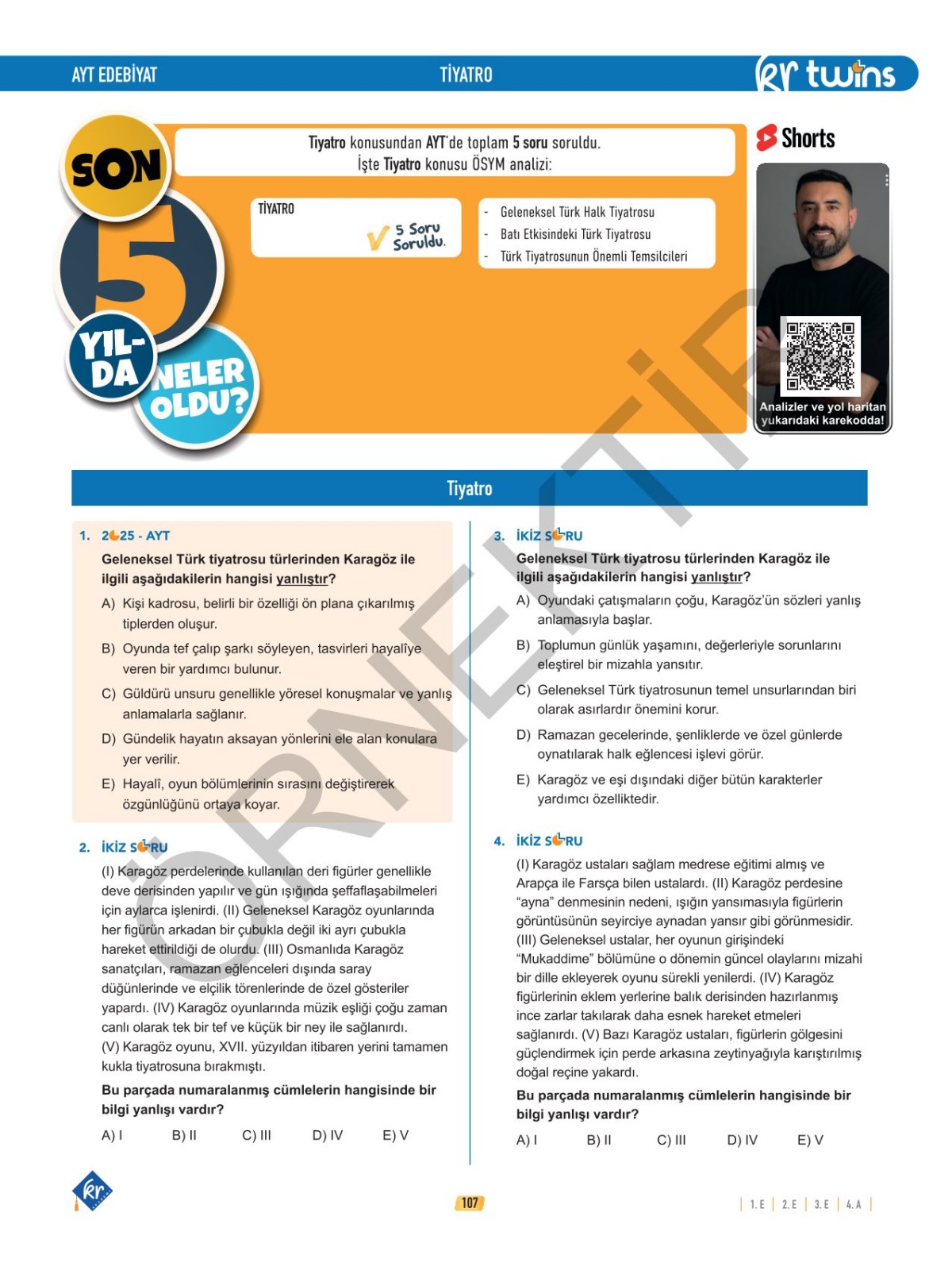 2026 AYT Twins Edebiyat Soru Bankası KR Akademi Yayınları