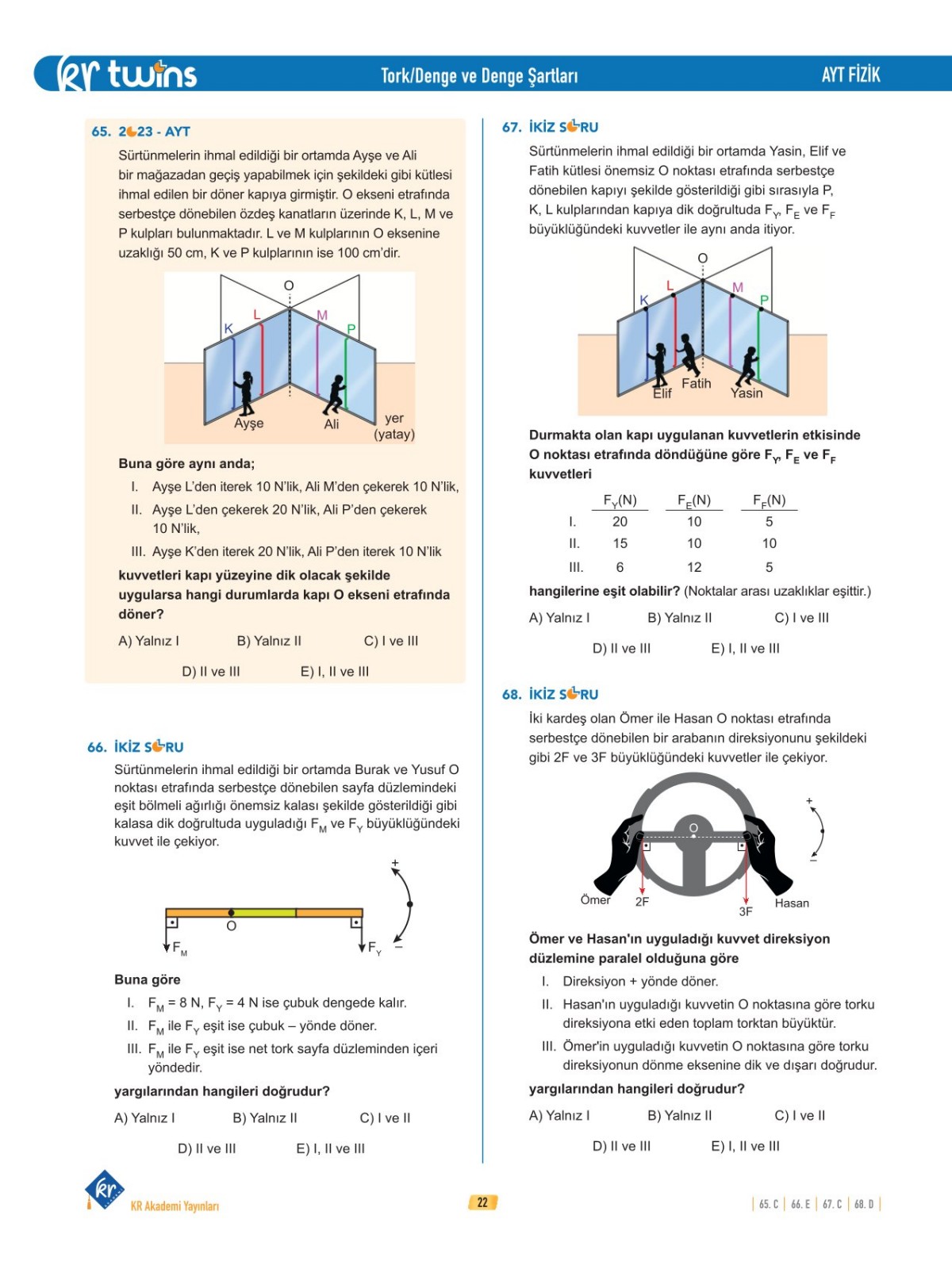 2026 AYT Twins Fizik Soru Bankası Altuğ Güneş KR Akademi Yayınları