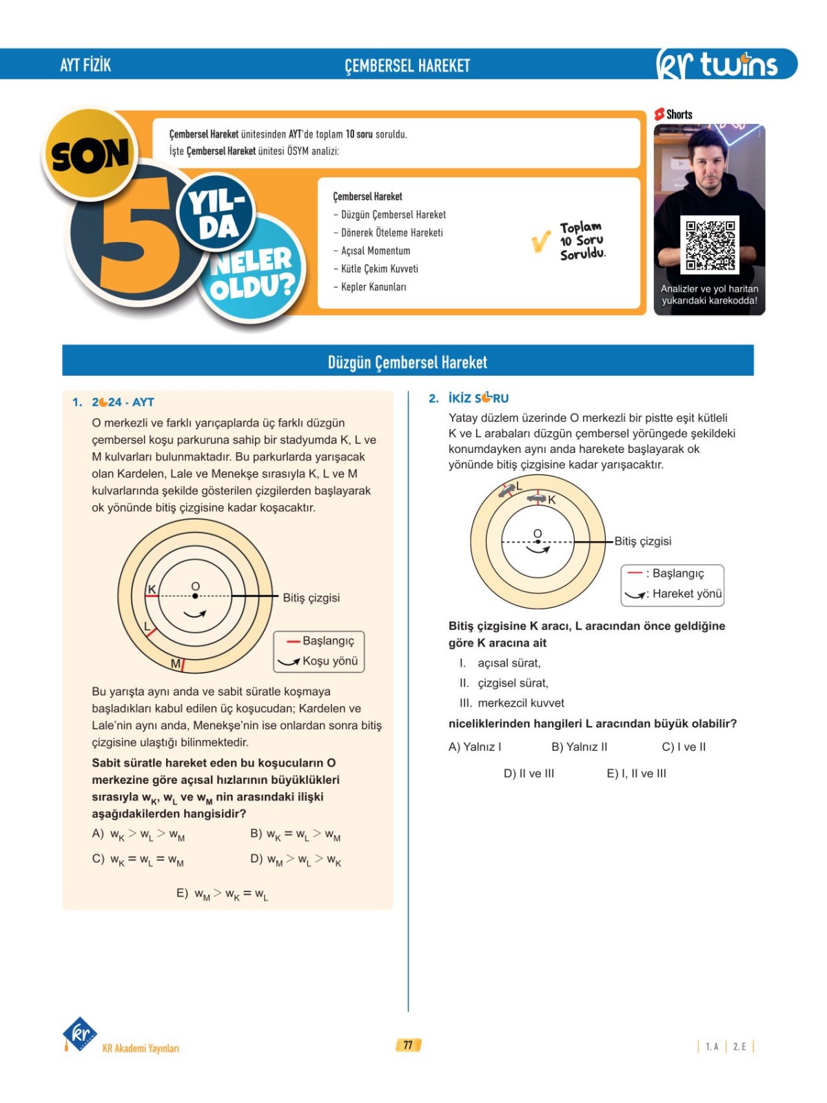 2026 AYT Twins Fizik Soru Bankası Altuğ Güneş KR Akademi Yayınları