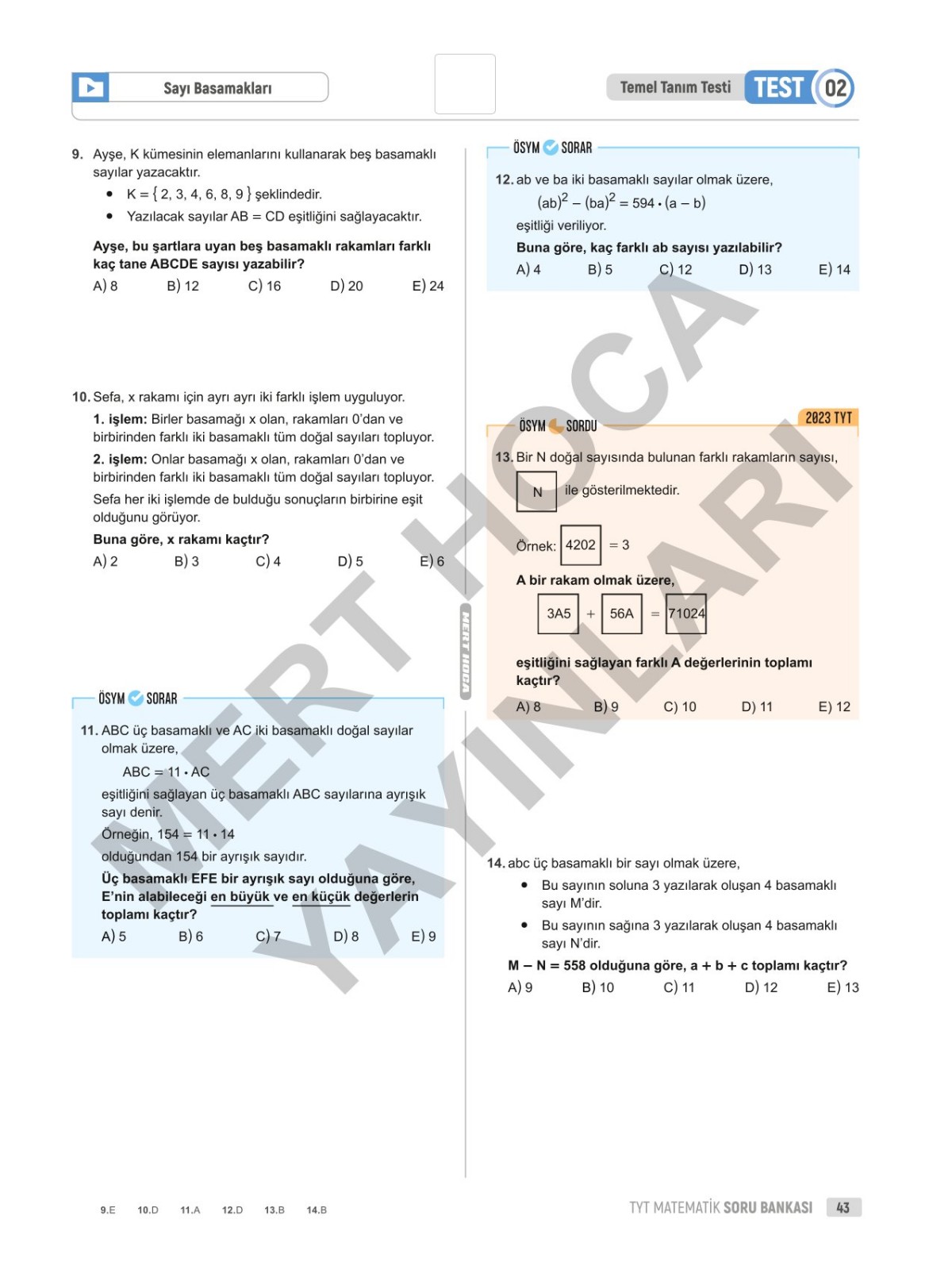 2025 TYT 70 Günde Matematik Soru Bankası Mert Hoca