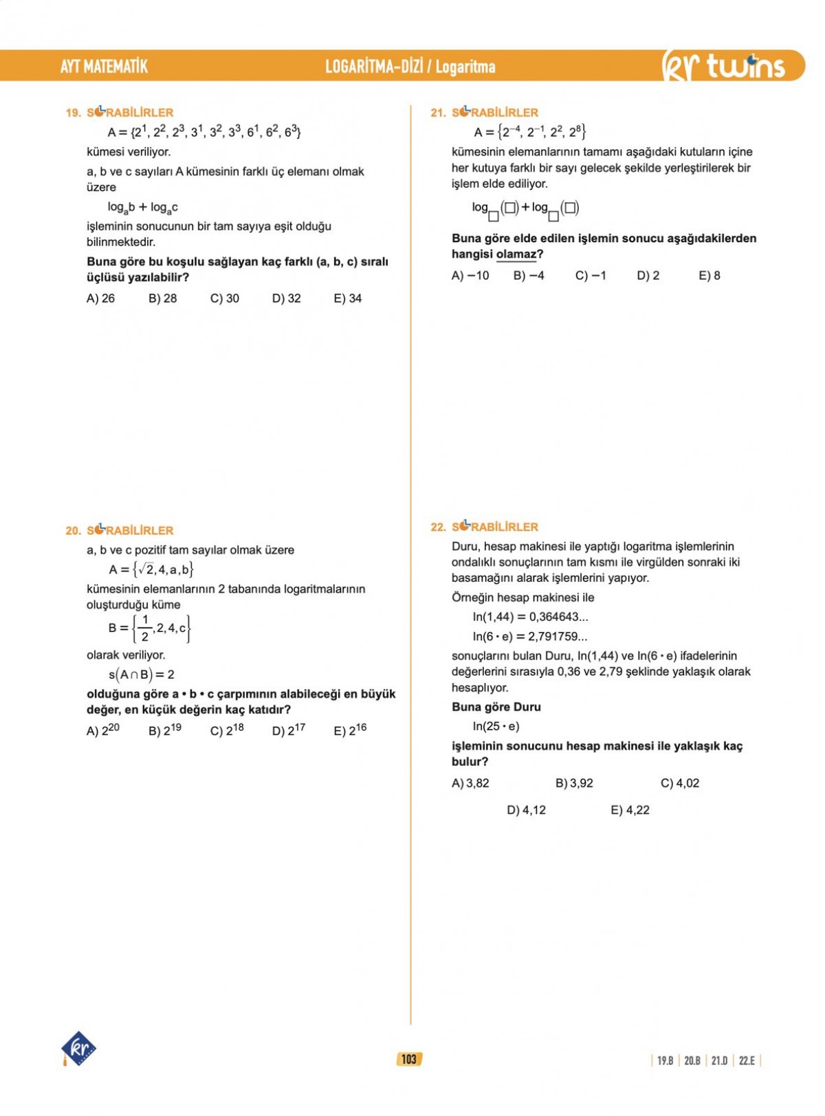 2027 AYT Twins Matematik Soru Bankası KR Akademi Yayınları