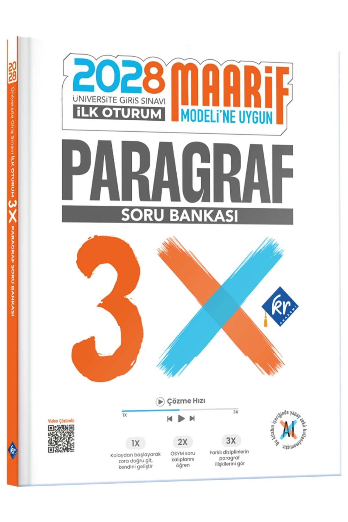 2028 Maarif Modeli Üniversite Giriş Sınavı İlk Oturum 3X Paragraf Soru Bankası KR Akademi Yayınları