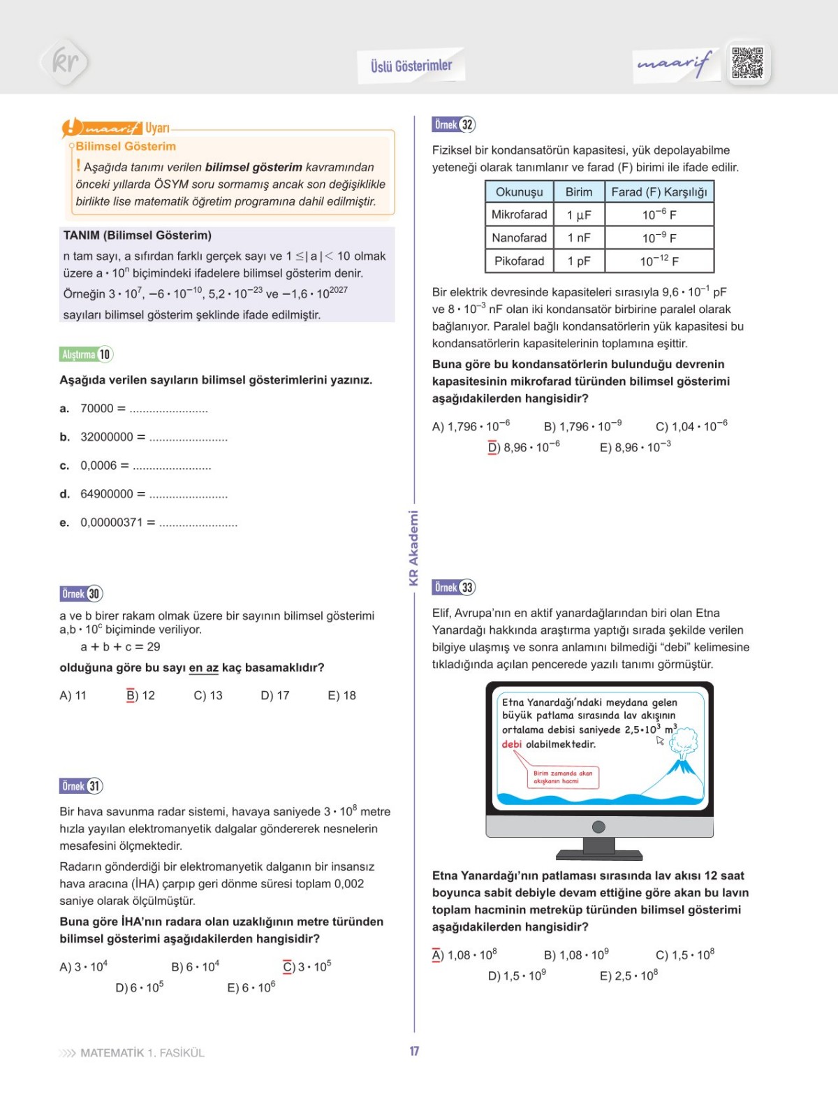 2028 Maarif Modeli Üniversite Giriş Sınavı İlk Oturum Matematik Soru Fasikülü Sayılar Özet Anlatımlı KR Akademi Yayınları