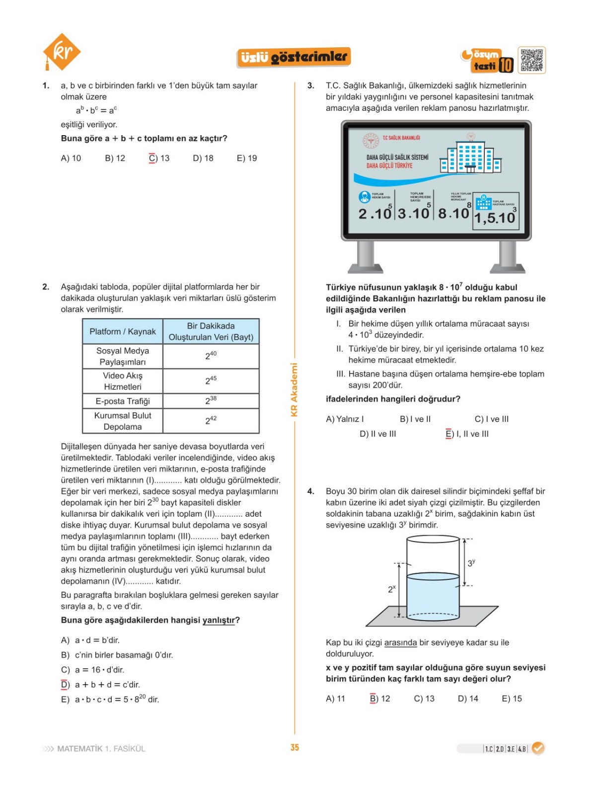 2028 Maarif Modeli Üniversite Giriş Sınavı İlk Oturum Matematik Soru Fasikülü Sayılar Özet Anlatımlı KR Akademi Yayınları