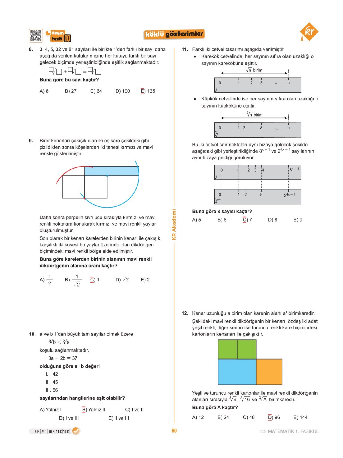 2028 Maarif Modeli Üniversite Giriş Sınavı İlk Oturum Matematik Soru Fasikülü Sayılar Özet Anlatımlı KR Akademi Yayınları