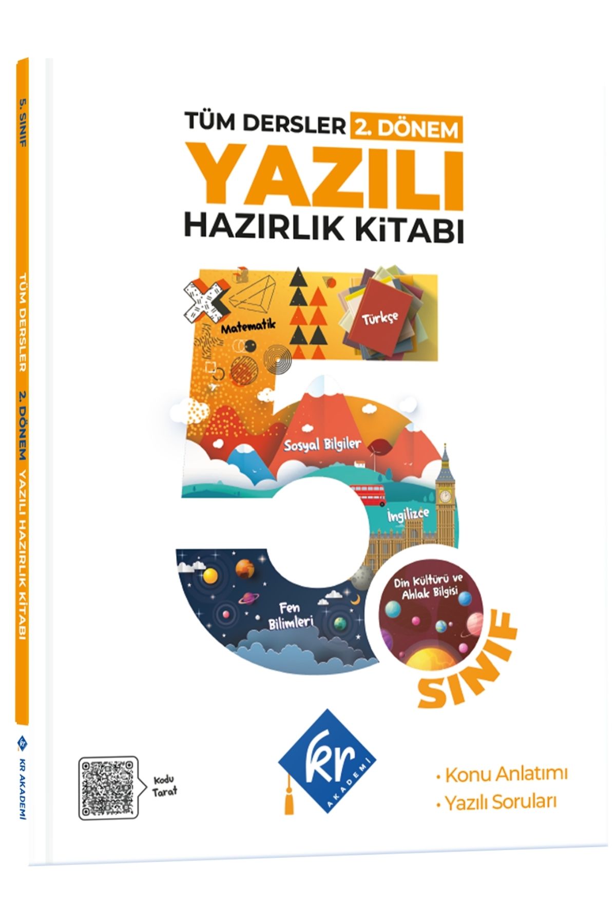5. Sınıf Tüm Dersler 2. Dönem Yazılı Hazırlık Kitabı KR Akademi Yayınları