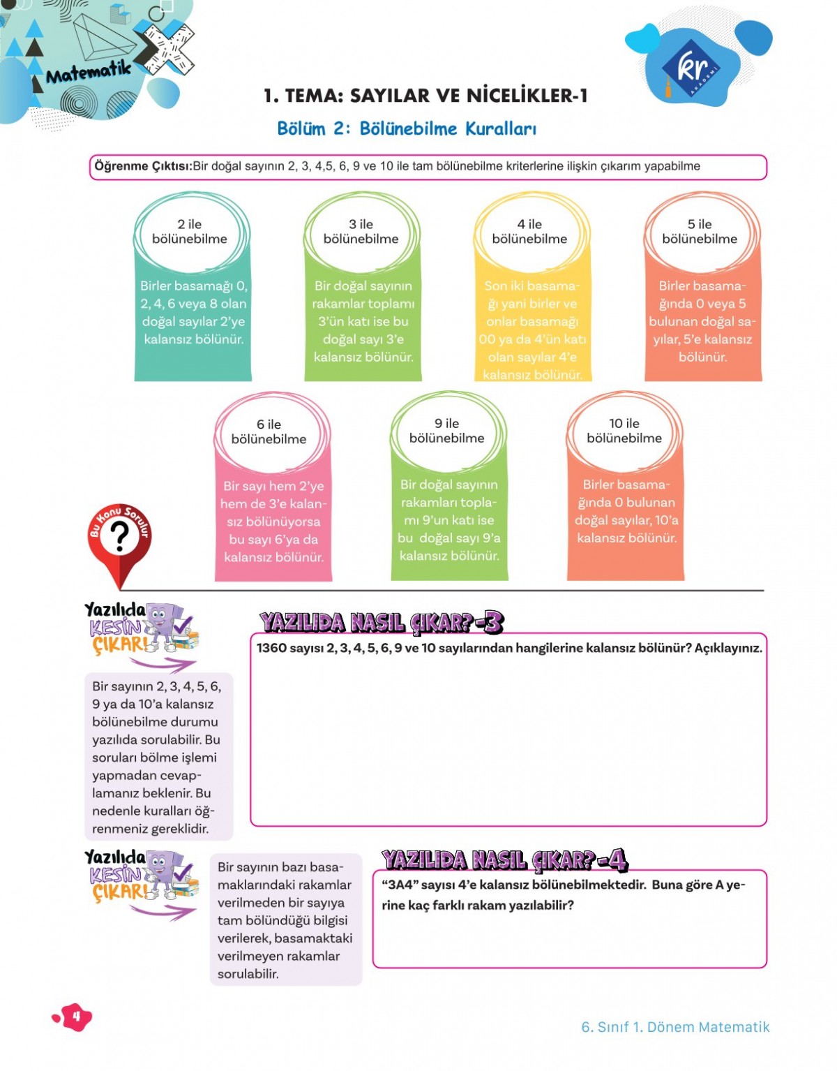 6. Sınıf Tüm Dersler 1. Dönem Yazılı Hazırlık Kitabı KR Akademi Yayınları 6. Sınıf Tüm Dersler 1. Dönem Yazılı Hazırlık Kitabı KR Akademi Yayınları