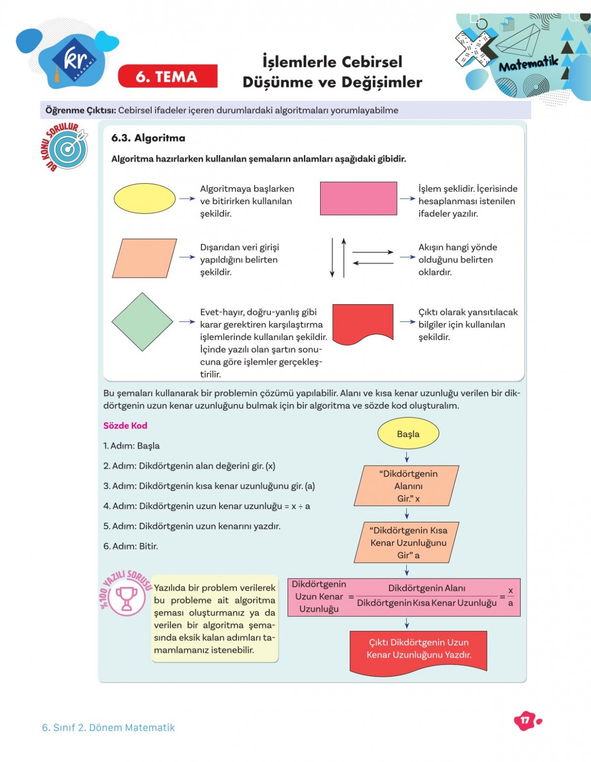 6. Sınıf Tüm Dersler 2. Dönem Yazılı Hazırlık Kitabı KR Akademi Yayınları
