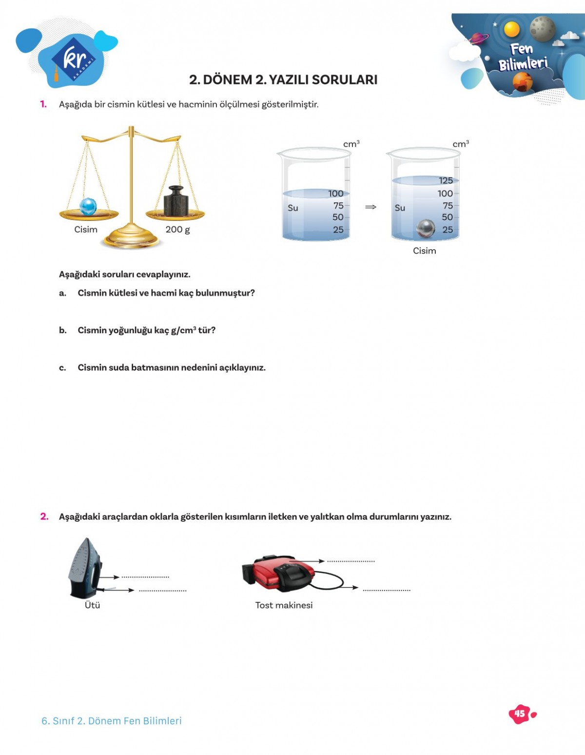 6. Sınıf Tüm Dersler 2. Dönem Yazılı Hazırlık Kitabı KR Akademi Yayınları