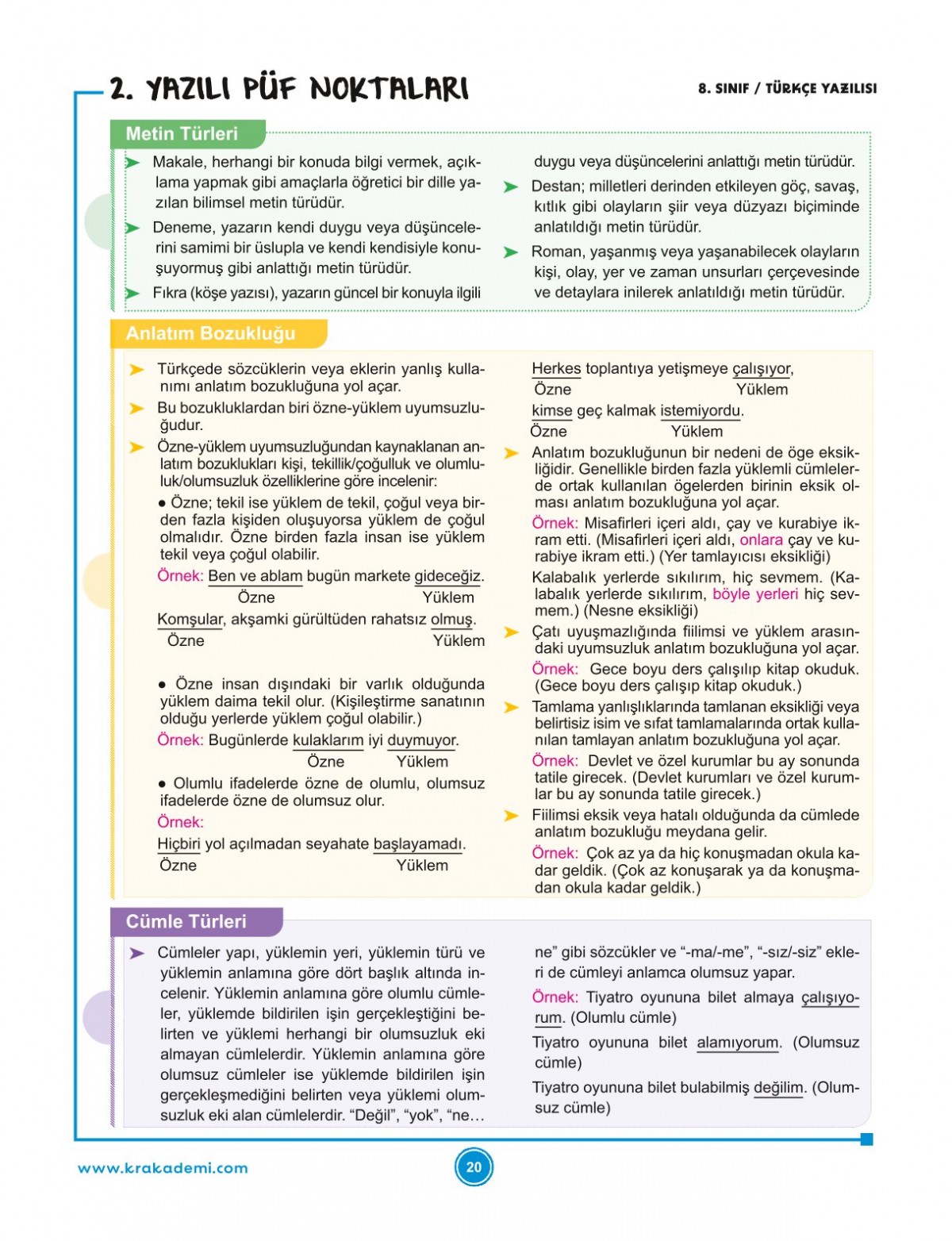 8. Sınıf 2. Dönem Tüm Dersler Yazılılara Hazırlık Kitabı KR Akademi Yayınları