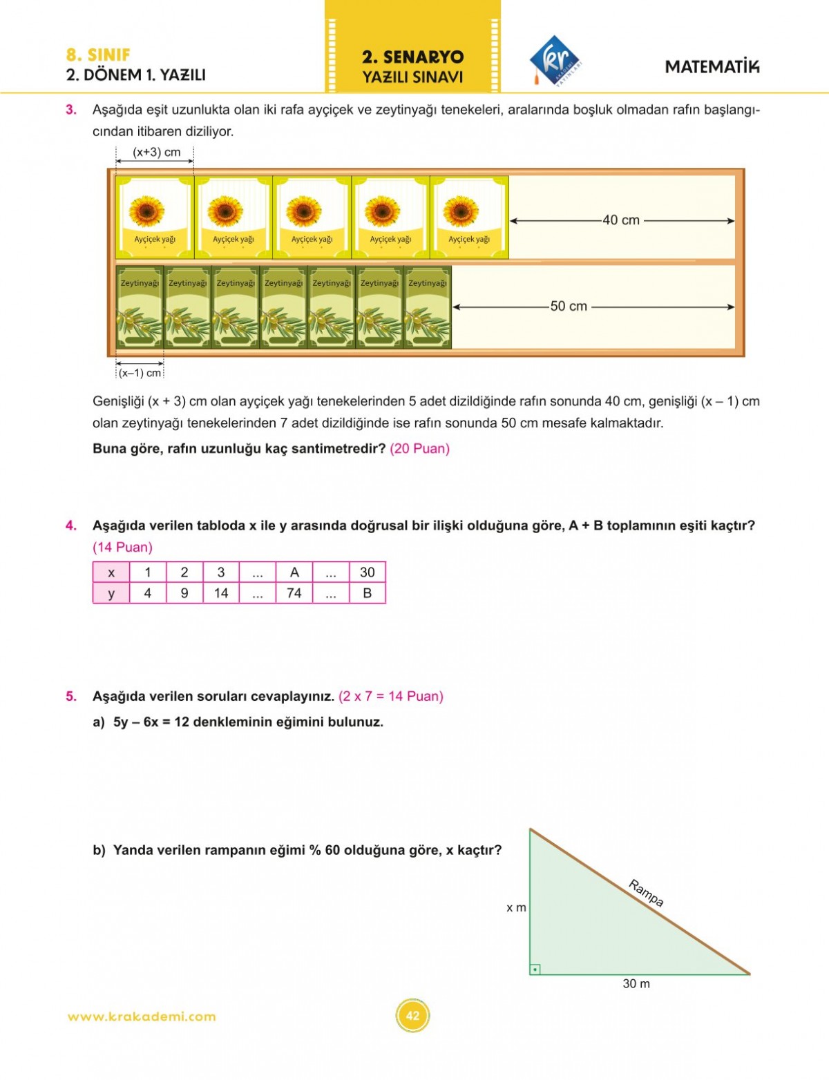 8. Sınıf 2. Dönem Tüm Dersler Yazılılara Hazırlık Kitabı KR Akademi Yayınları