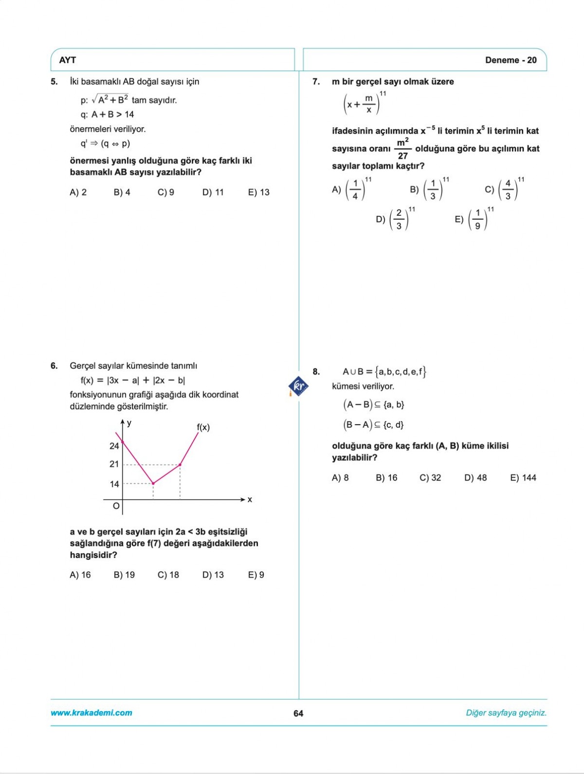 Anıl Hoca İle Matematik AYT İlk 10 Soru Denemeleri KR Akademi Yayınları Anıl Hoca İle Matematik AYT İlk 10 Soru Denemeleri KR Akademi Yayınları