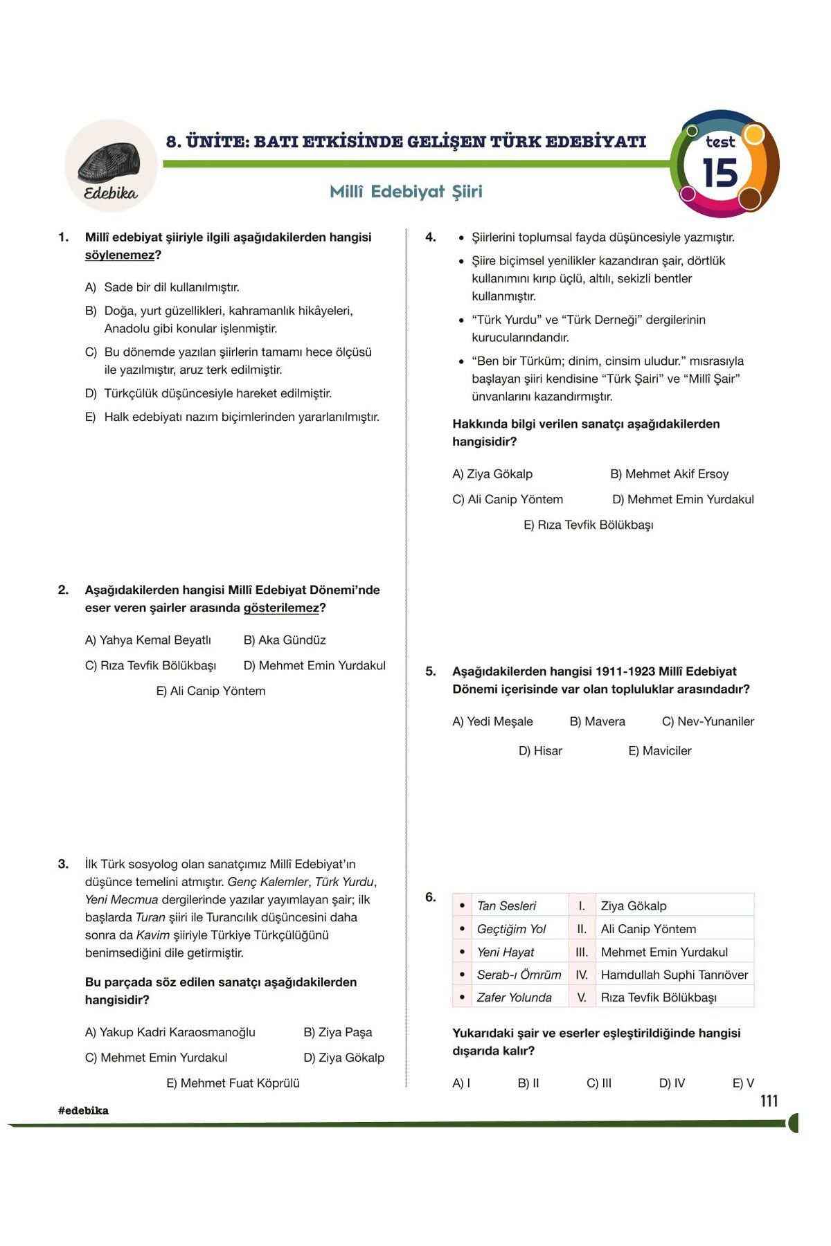 AYT Edebika Soru Bankası