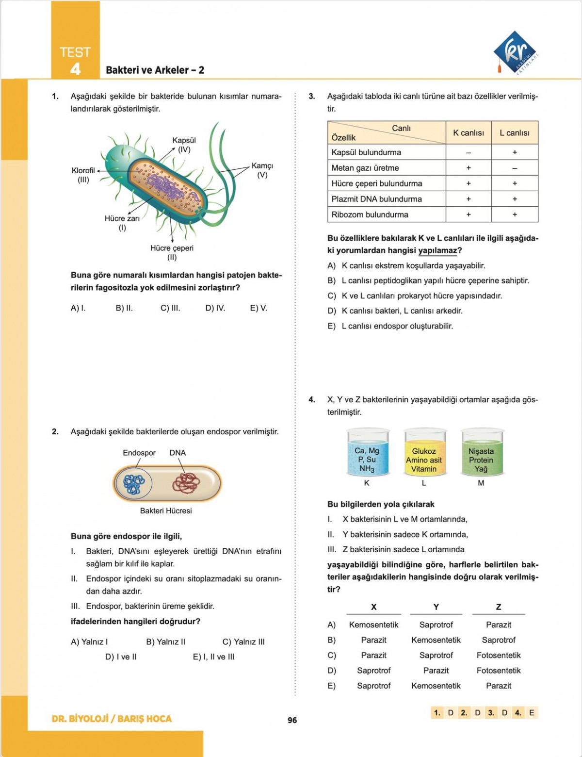 Barış Hoca TYT Dr. Biyoloji Soru Bankası Barış Hoca TYT Dr. Biyoloji Soru Bankası