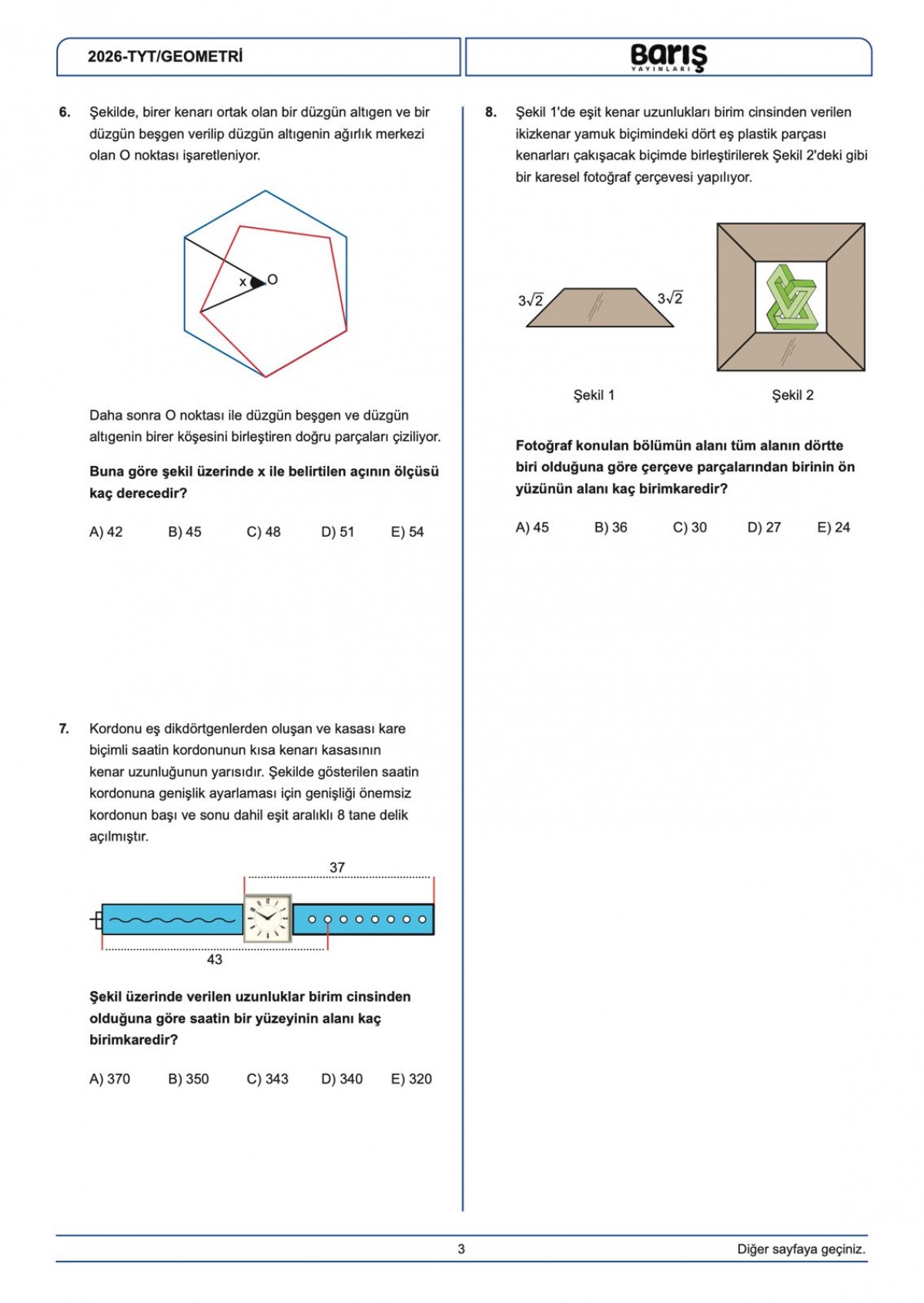 Barış Yayınları TYT-AYT Geometri Denemesi 10 Adet TYT 10 Adet AYT Barış Yayınları TYT-AYT Geometri Denemesi 10 Adet TYT 10 Adet AYT