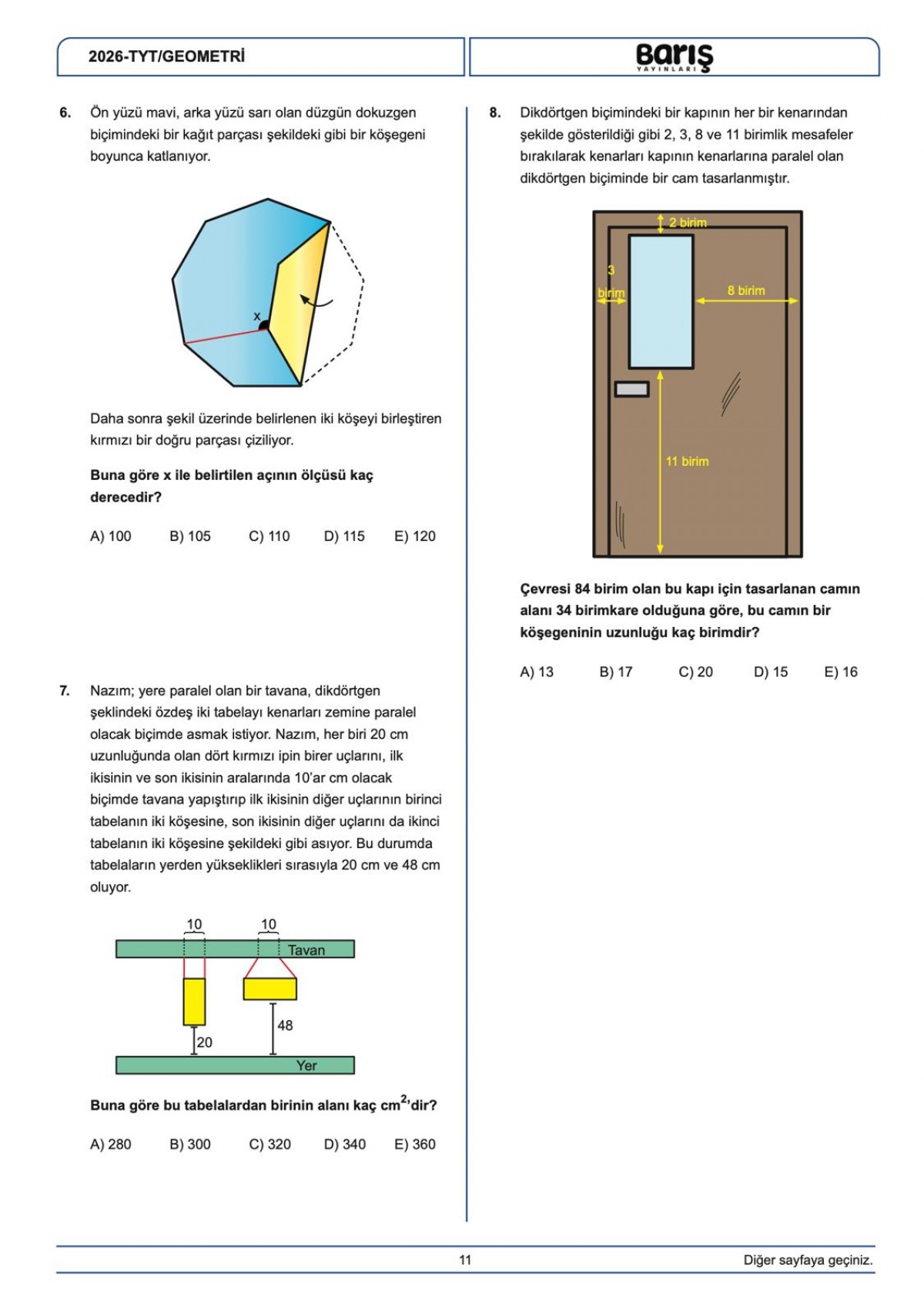 Barış Yayınları TYT-AYT Geometri Denemesi 10 Adet TYT 10 Adet AYT Barış Yayınları TYT-AYT Geometri Denemesi 10 Adet TYT 10 Adet AYT