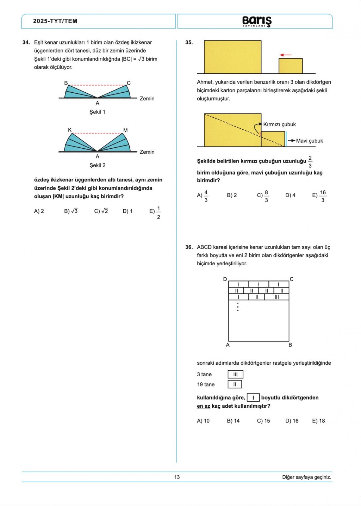 Barış Yayınları TYT Matematik Denemesi 8 Adet