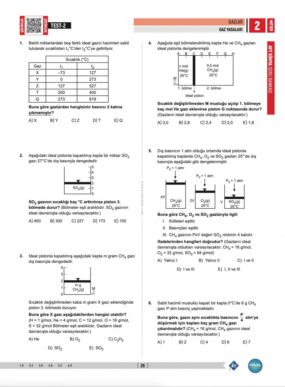 Celal Hoca AYT Kimya Soru Bankası KR Akademi Yayınları