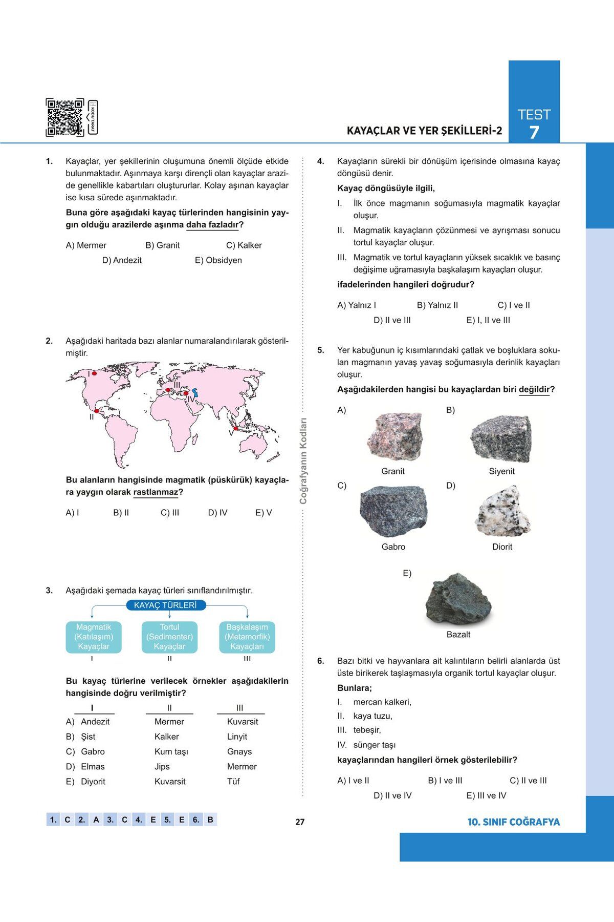 Coğrafyanın Kodları 10. Sınıf Coğrafya Pekiştireç Yazılı ve Okula Hazırlık Kitabı