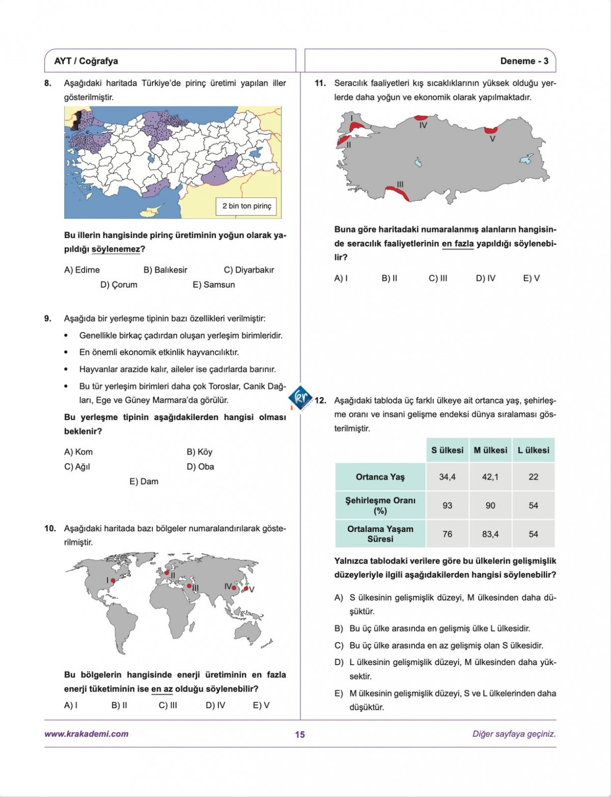 Coğrafyanın Kodları AYT Coğrafya Çözümlü 20 Deneme KR Akademi Yayınları