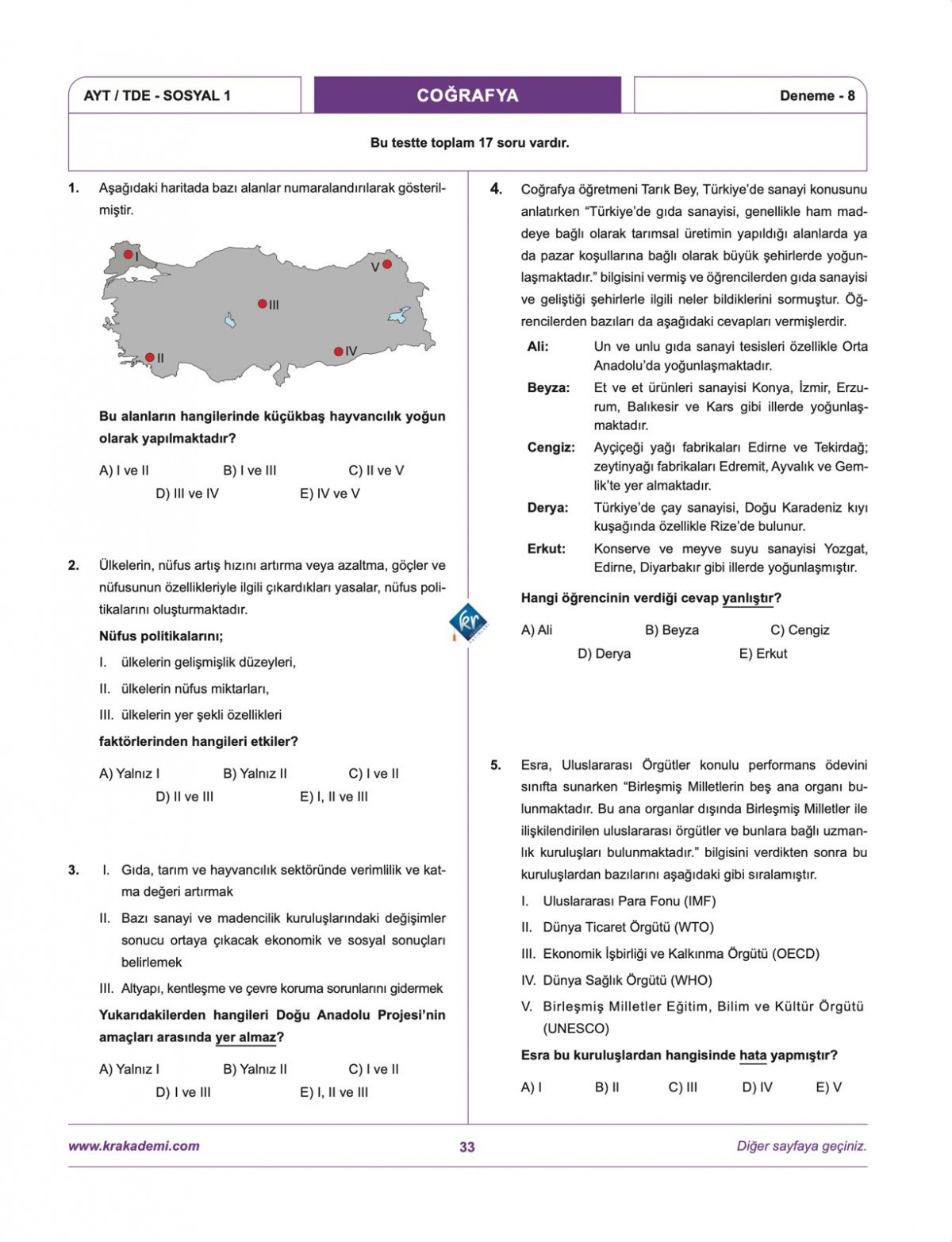 Coğrafyanın Kodları AYT Coğrafya Çözümlü 20 Deneme KR Akademi Yayınları