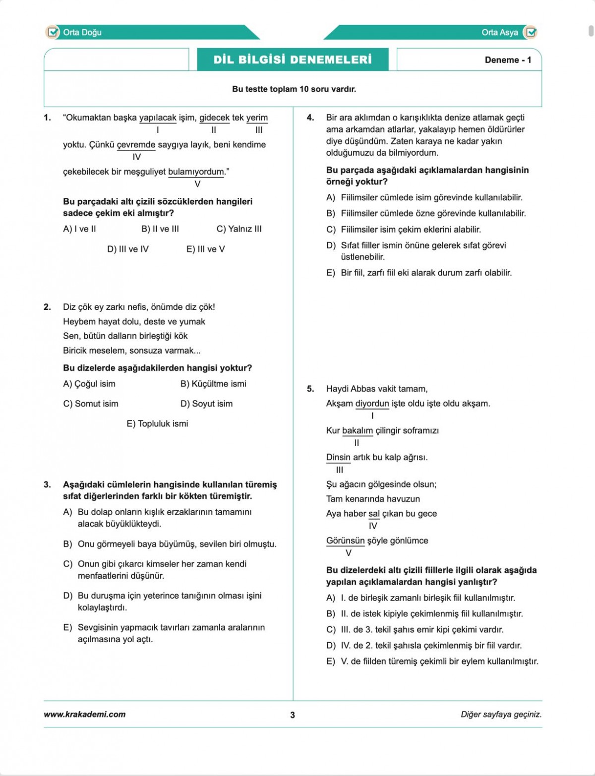 Deniz Hoca Tüm Sınavlar İçin Meşakkat Serisi Dil Bilgisi 30'lu Deneme Sınavı KR Akademi Yayınları