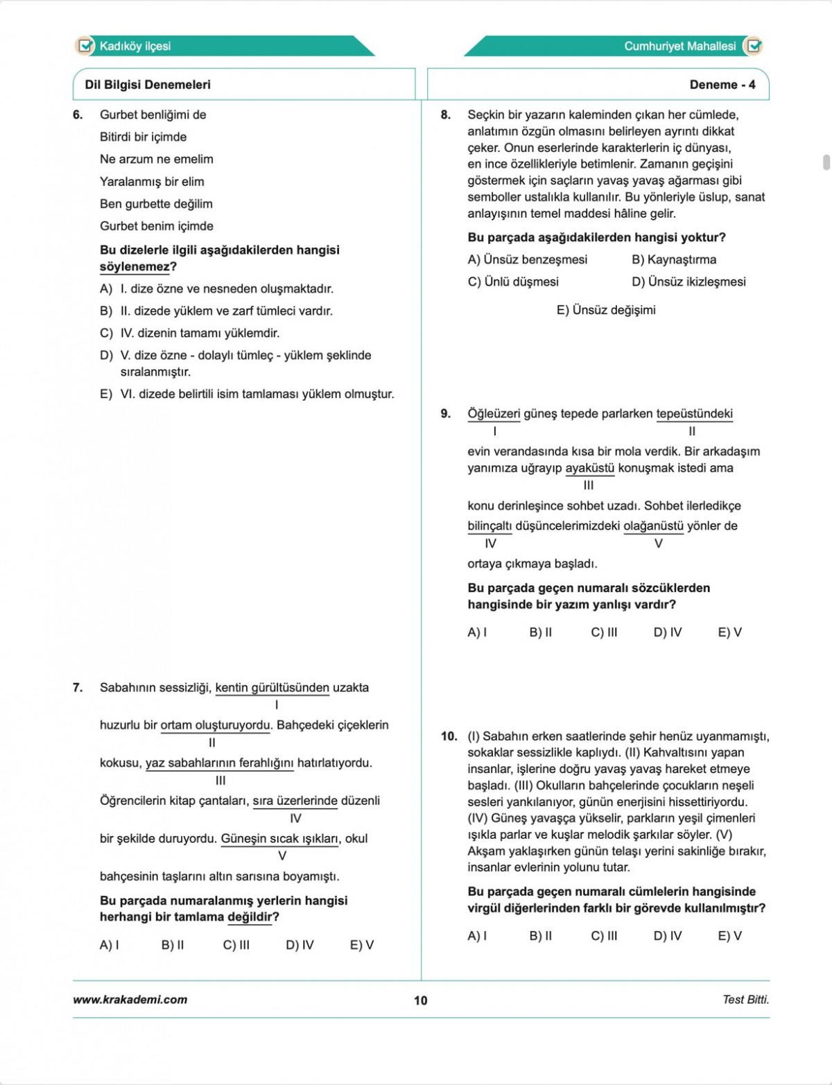 Deniz Hoca Tüm Sınavlar İçin Meşakkat Serisi Dil Bilgisi 30'lu Deneme Sınavı KR Akademi Yayınları