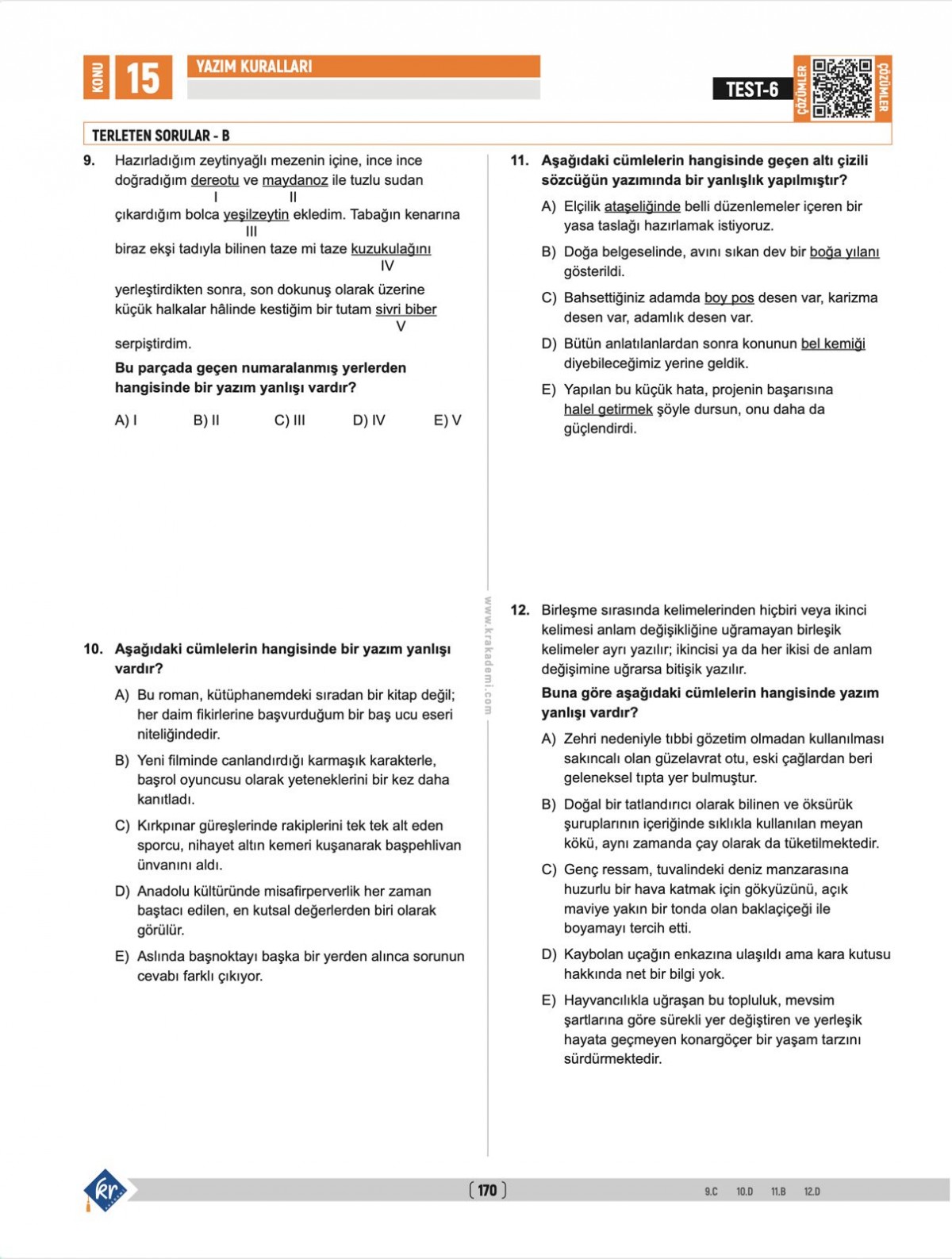 Deniz Hoca Tüm Sınavlar İçin Meşakkat Serisi Dil Bilgisi Soru Bankası KR Akademi Yayınları