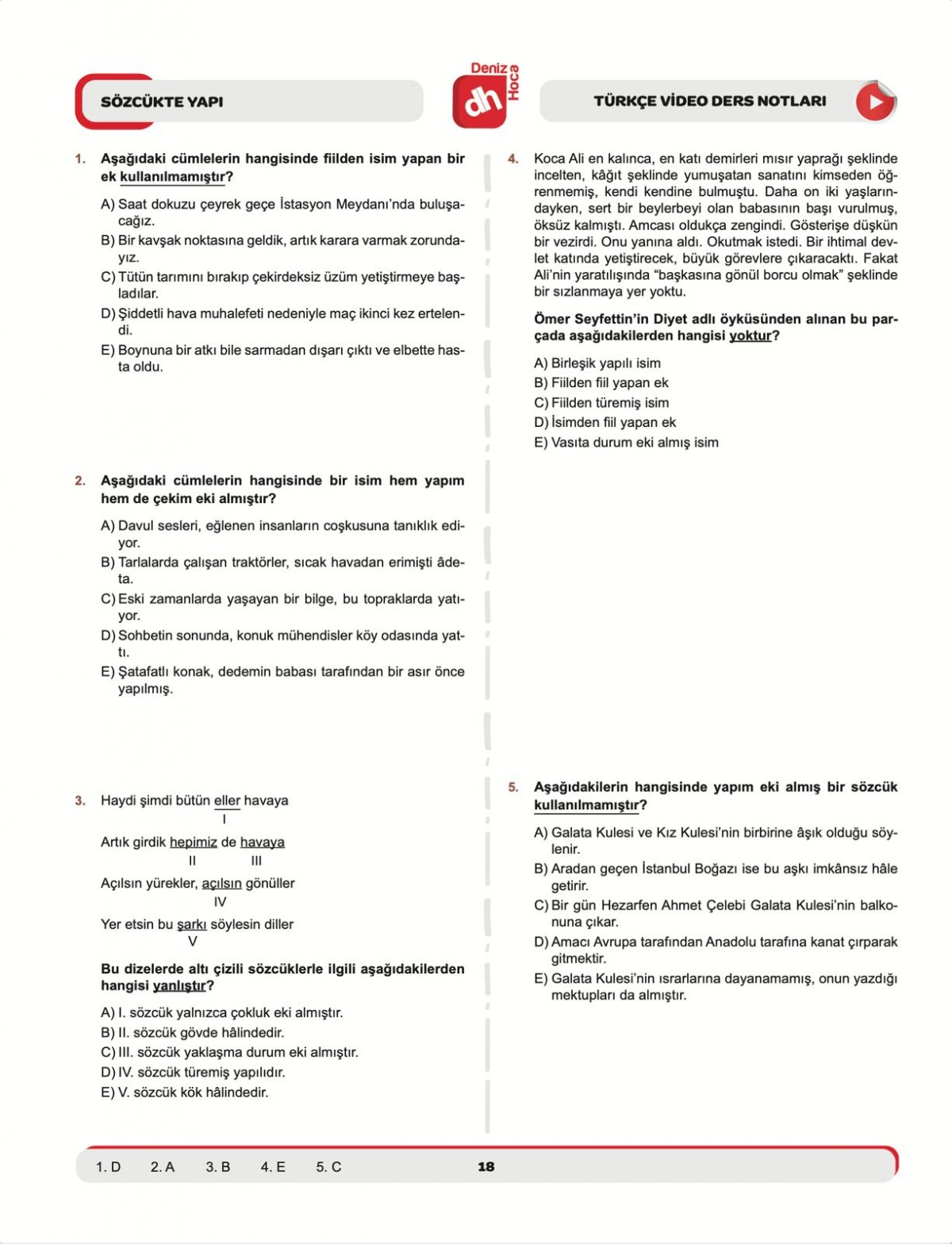 Deniz Hoca Tüm Sınavlar İçin Türkçe Video Ders Kitabı Deniz Hoca Tüm Sınavlar İçin Türkçe Video Ders Kitabı