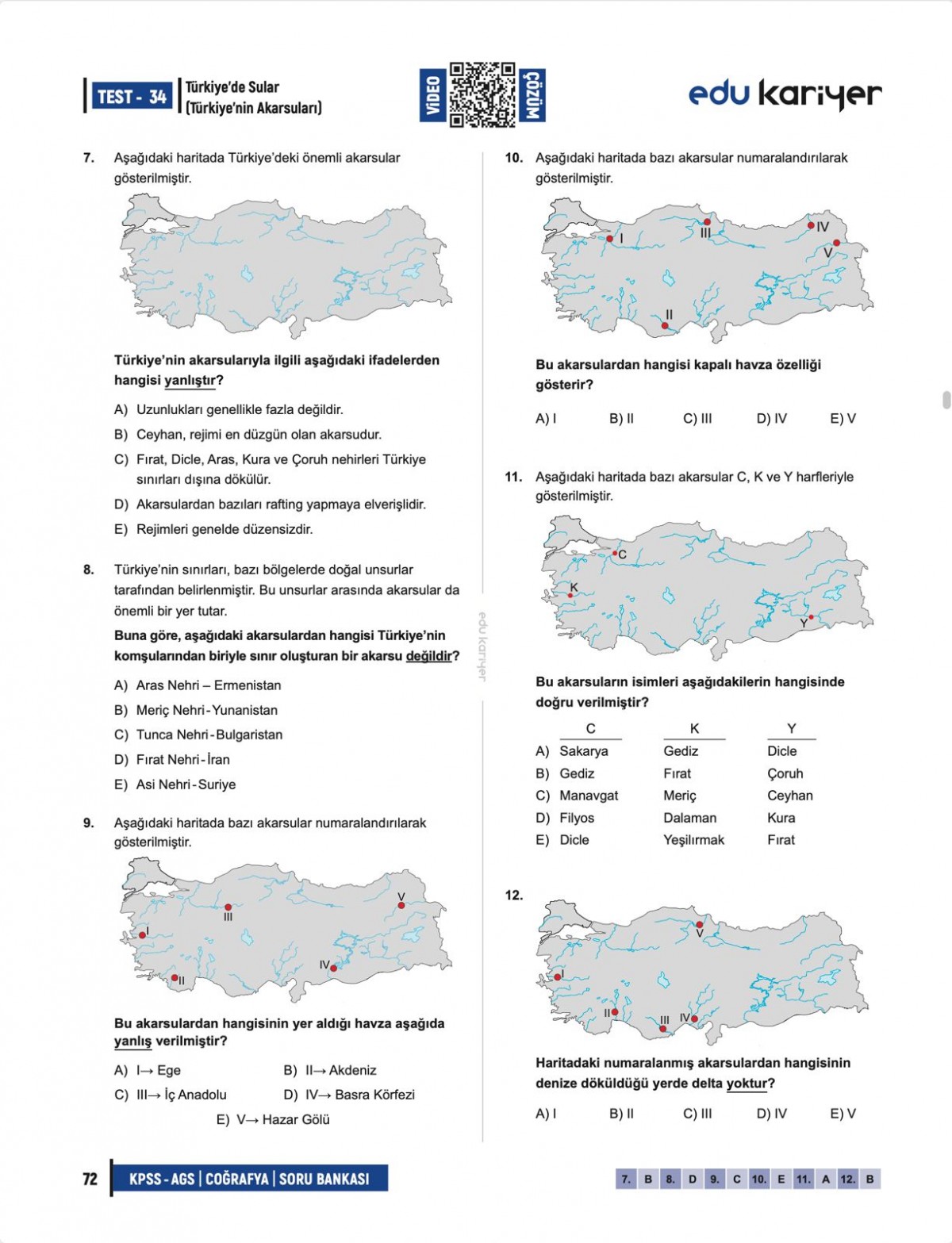 Edu Kariyer Coğrafyanın Kodları 2026 KPSS-AGS Coğrafya Video Çözümlü Soru Bankası