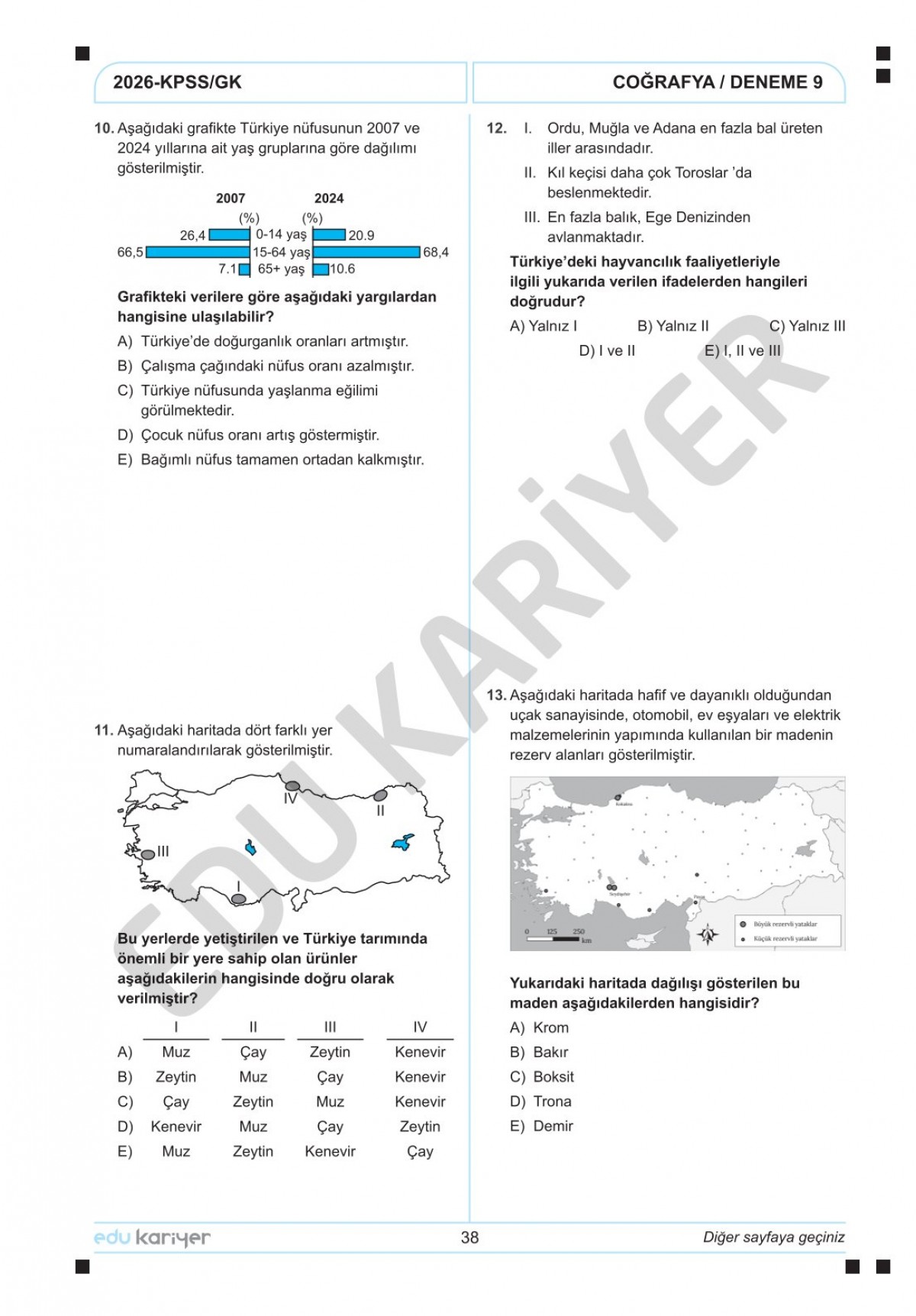 Edu Kariyer Coğrafyanın Kodları 2026 KPSS Coğrafya 20'li Branş Deneme Tamamı Çözümlü