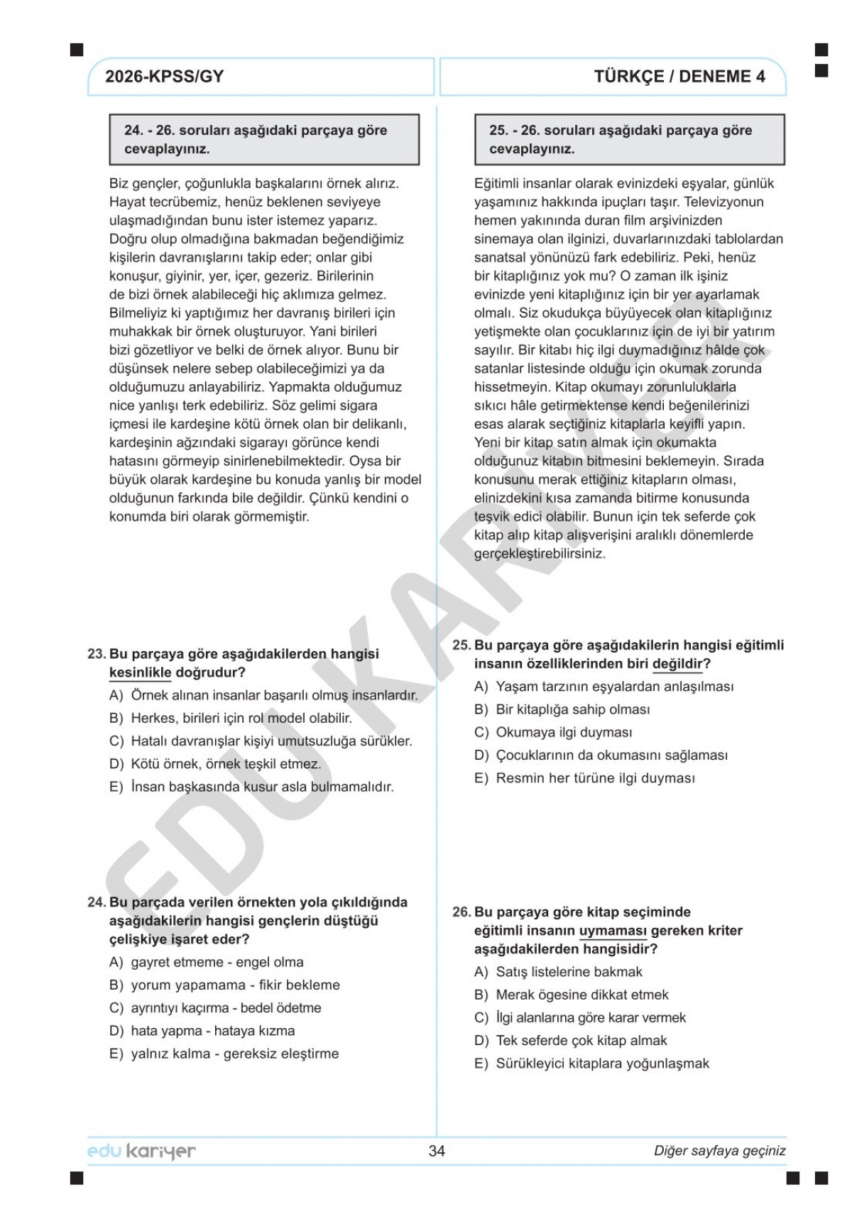Edu Kariyer Deniz Hoca 2026 KPSS Türkçe 10'lu Branş Deneme Tamamı Çözümlü Edu Kariyer Deniz Hoca 2026 KPSS Türkçe 10'lu Branş Deneme Tamamı Çözümlü