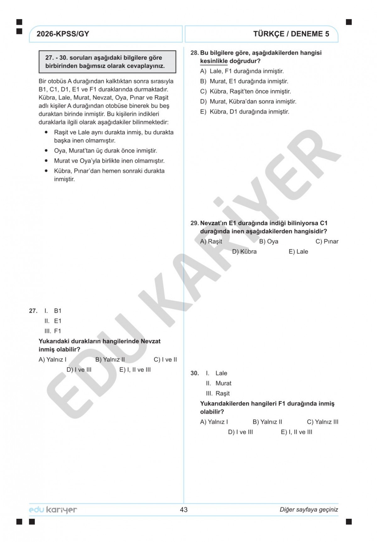 Edu Kariyer Deniz Hoca 2026 KPSS Türkçe 10'lu Branş Deneme Tamamı Çözümlü Edu Kariyer Deniz Hoca 2026 KPSS Türkçe 10'lu Branş Deneme Tamamı Çözümlü