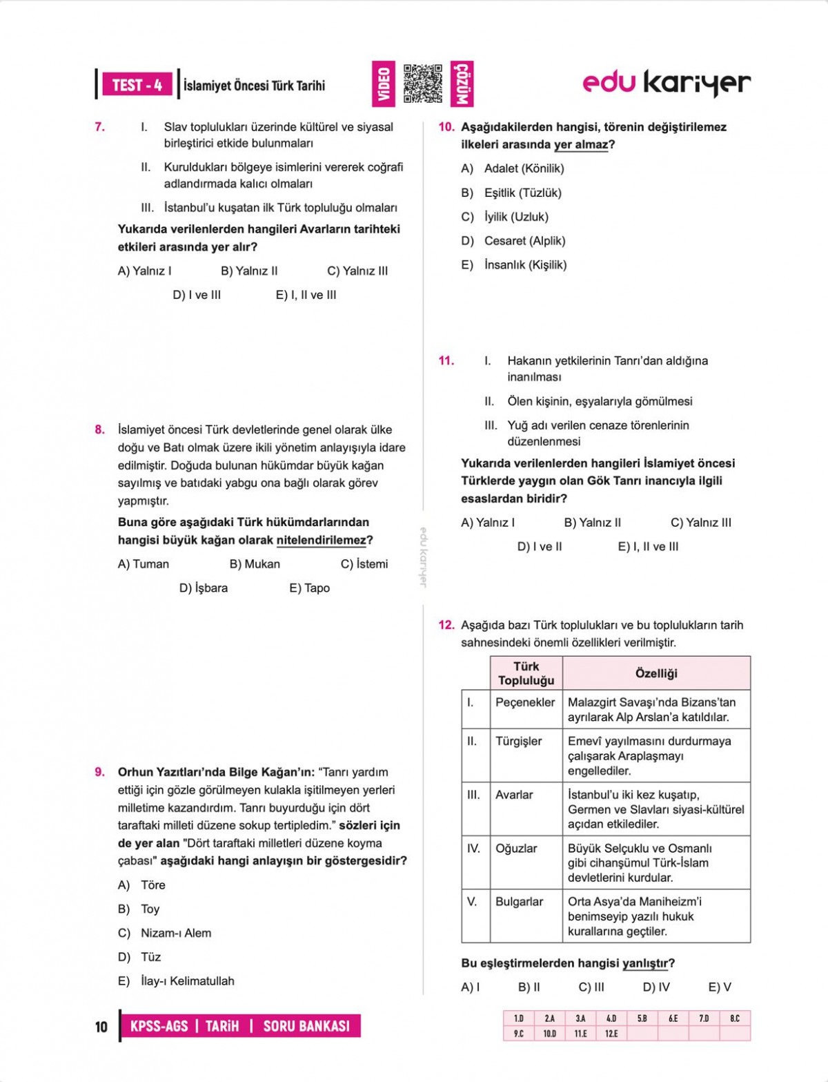Edu Kariyer Sadettin Akyayla 2026 KPSS-AGS Tarih Video Çözümlü Soru Bankası Edu Kariyer Sadettin Akyayla 2026 KPSS-AGS Tarih Video Çözümlü Soru Bankası