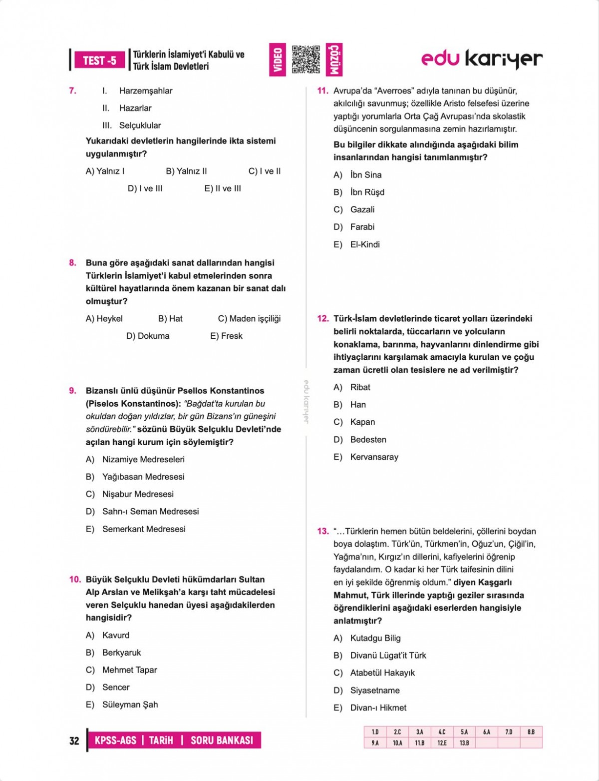 Edu Kariyer Sadettin Akyayla 2026 KPSS-AGS Tarih Video Çözümlü Soru Bankası Edu Kariyer Sadettin Akyayla 2026 KPSS-AGS Tarih Video Çözümlü Soru Bankası