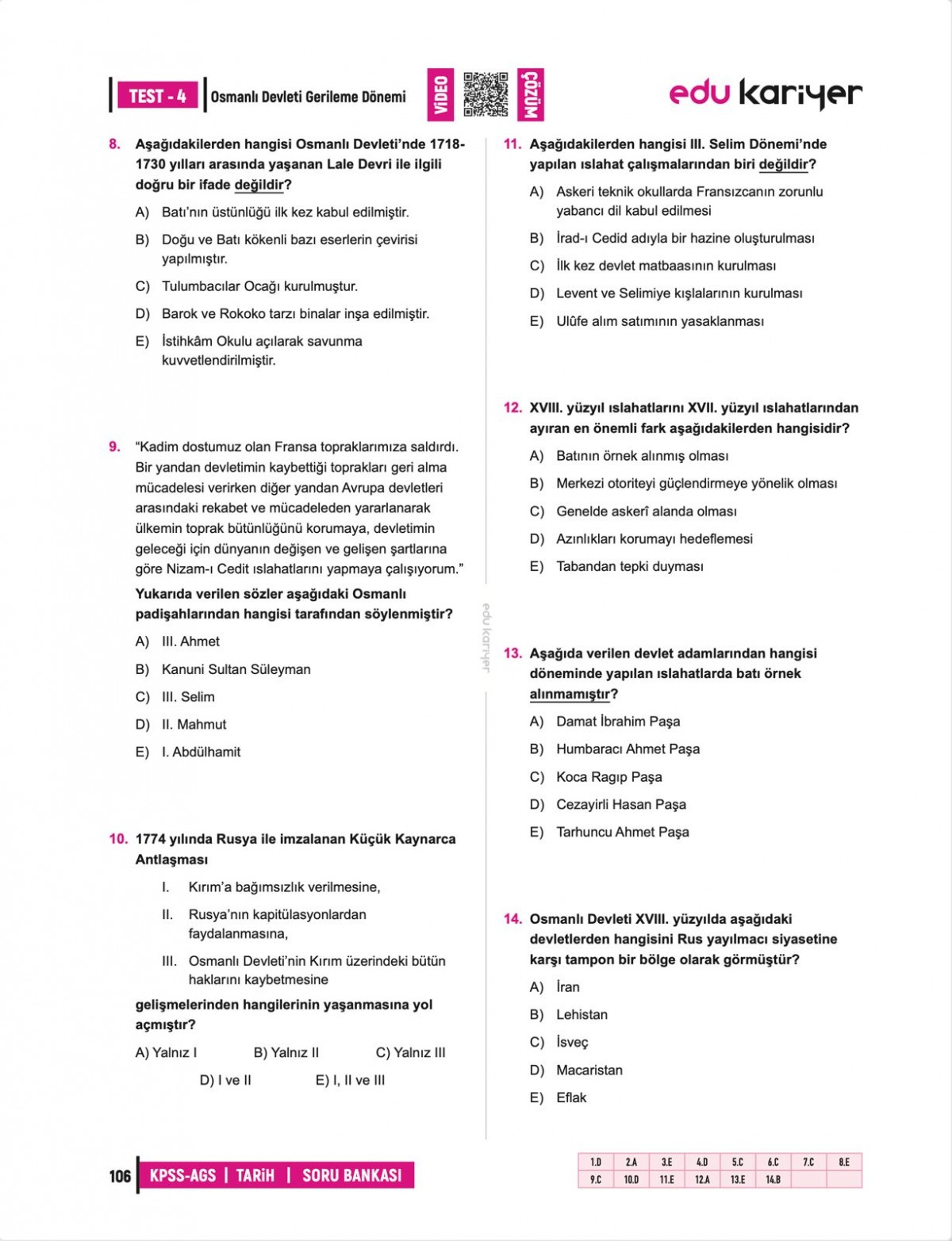 Edu Kariyer Sadettin Akyayla 2026 KPSS-AGS Tarih Video Çözümlü Soru Bankası