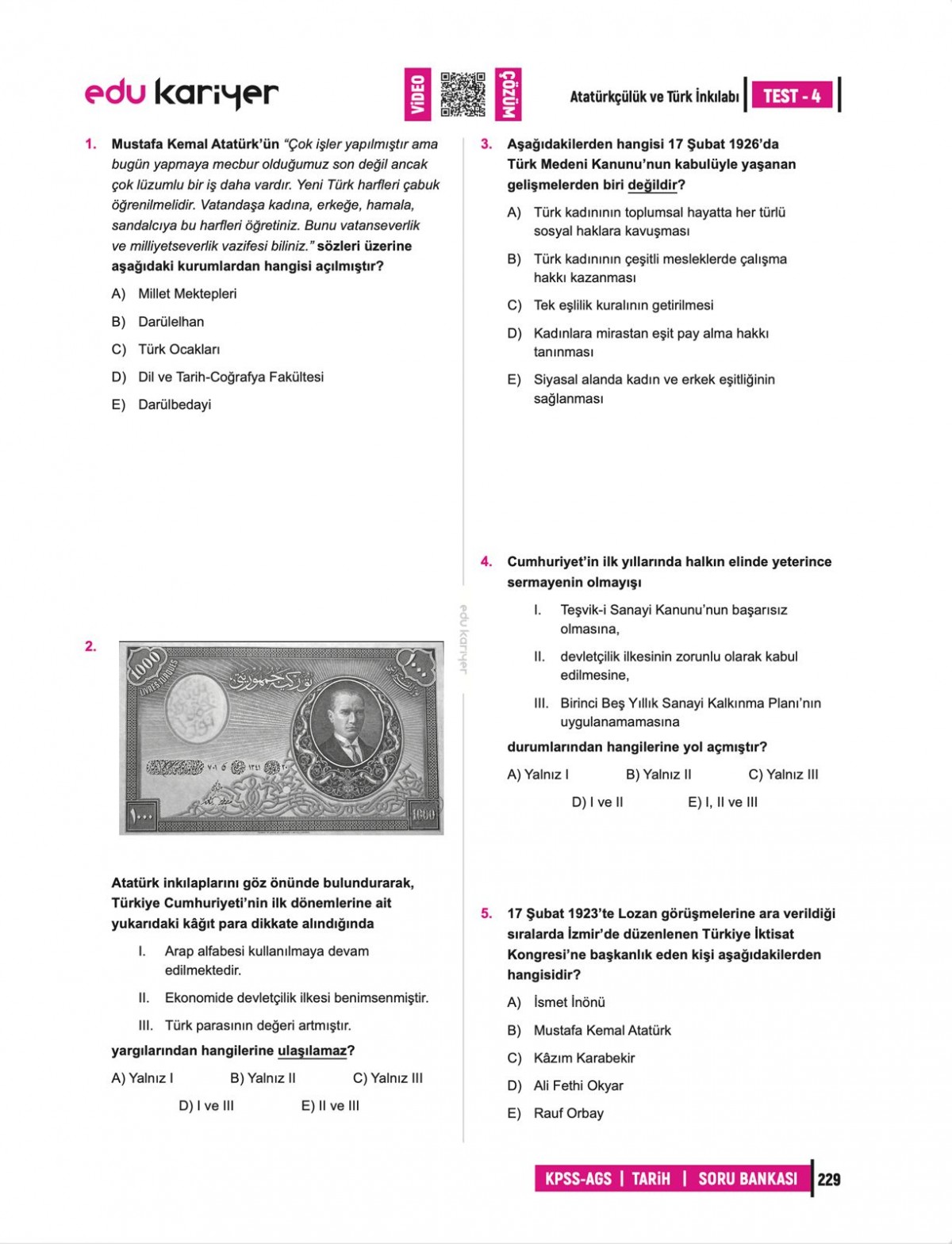 Edu Kariyer Sadettin Akyayla 2026 KPSS-AGS Tarih Video Çözümlü Soru Bankası Edu Kariyer Sadettin Akyayla 2026 KPSS-AGS Tarih Video Çözümlü Soru Bankası