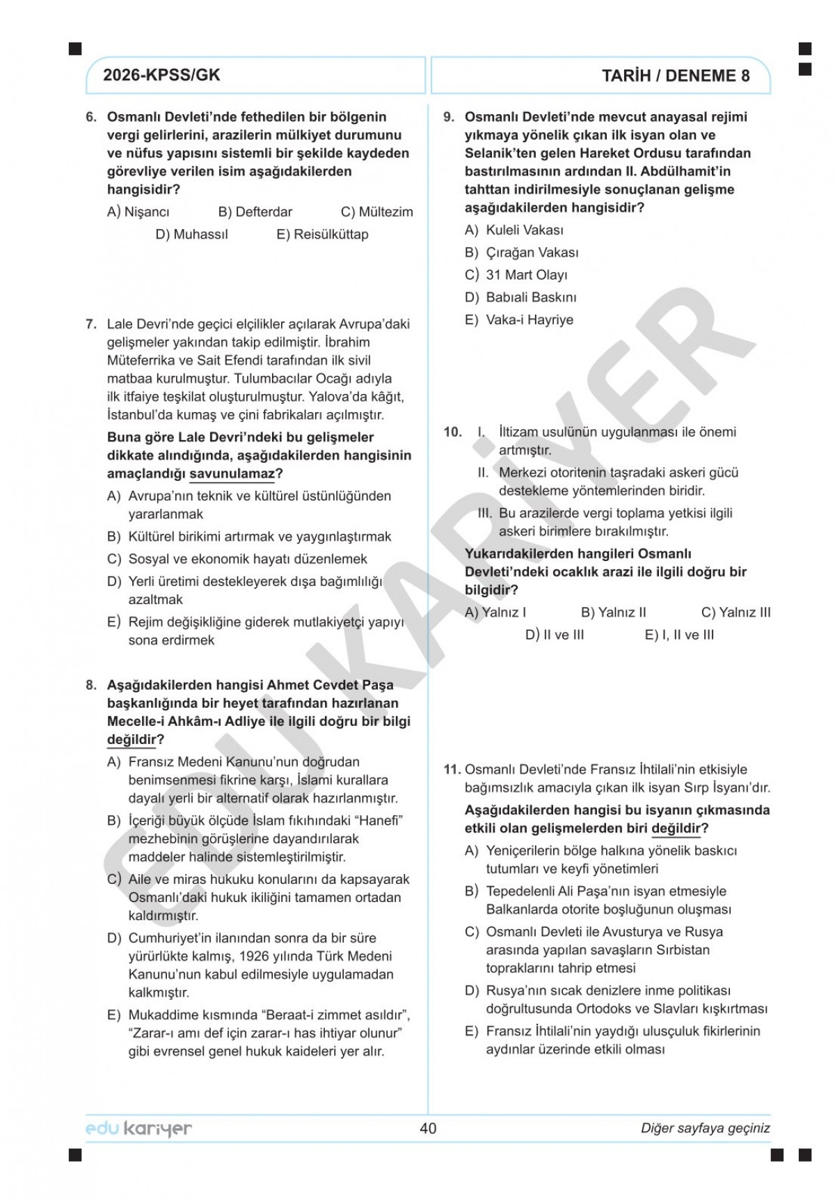 Edu Kariyer Sadettin Hoca 2026 KPSS Tarih 20'li Branş Deneme Tamamı Çözümlü Edu Kariyer Sadettin Hoca 2026 KPSS Tarih 20'li Branş Deneme Tamamı Çözümlü
