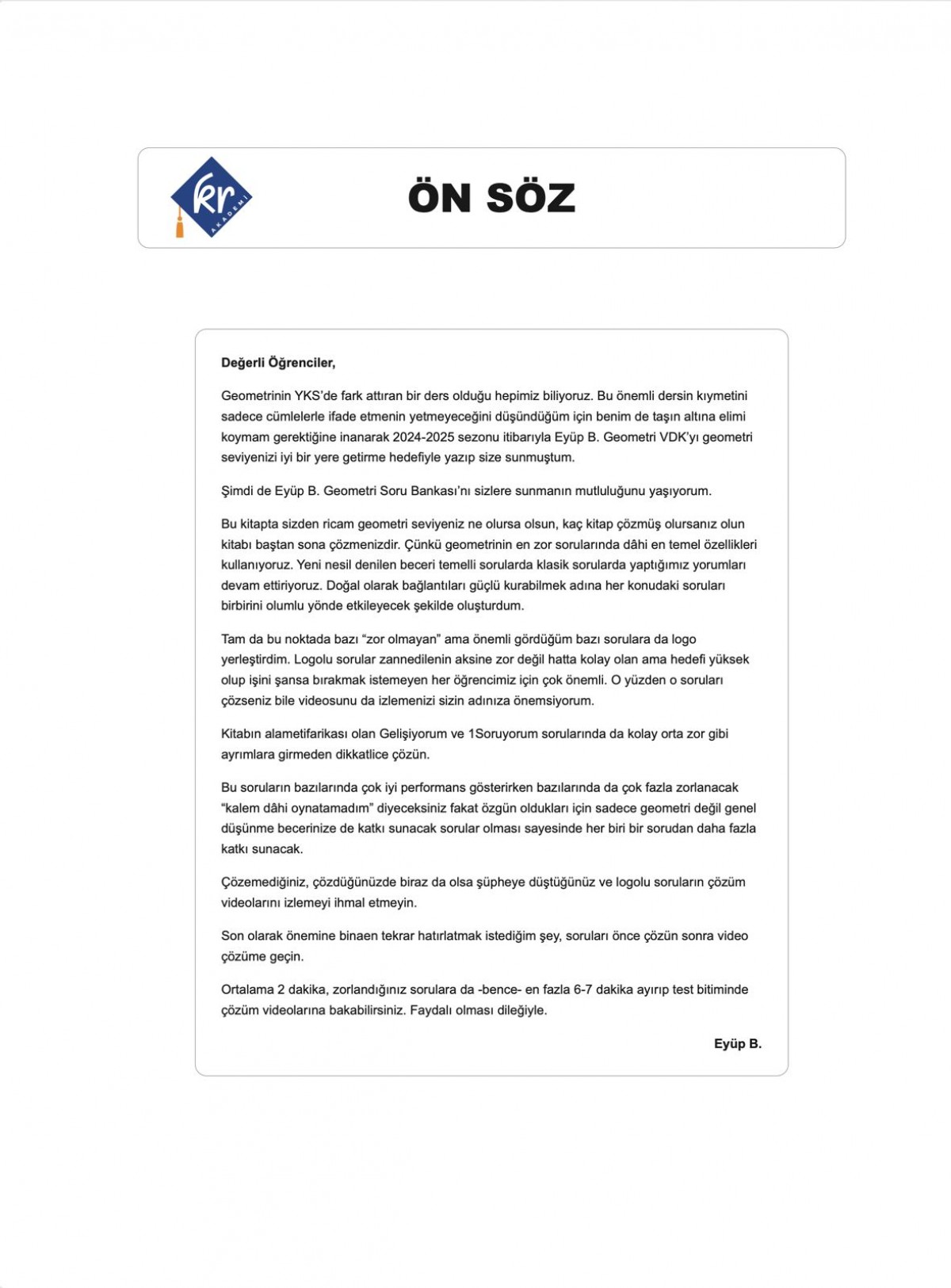 Eyüp B. TYT AYT Geometri Soru Bankası Eyüp B. TYT AYT Geometri Soru Bankası