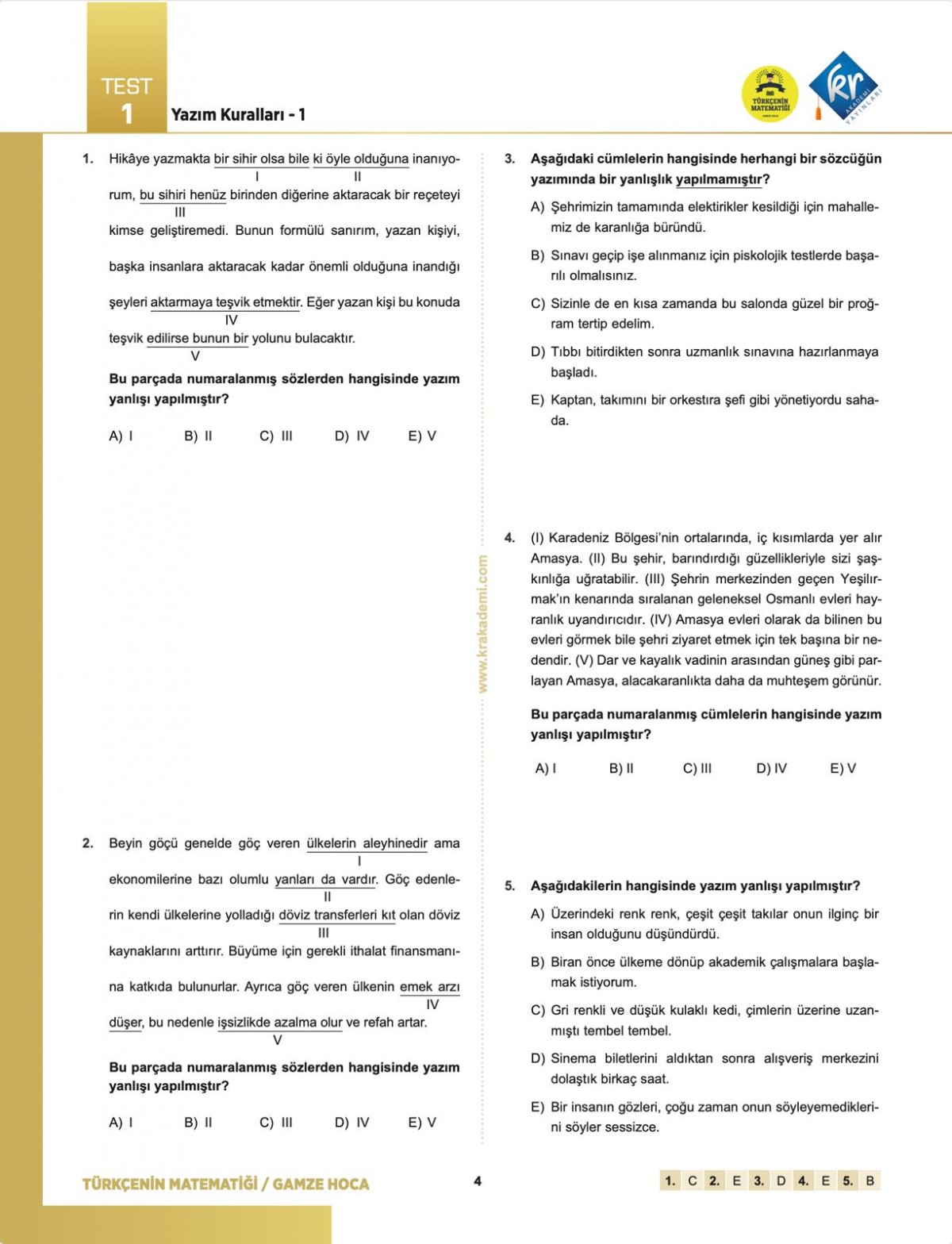 Gamze Hoca Türkçenin Matematiği Tüm Sınavlar İçin Dil Bilgisi Soru Bankası