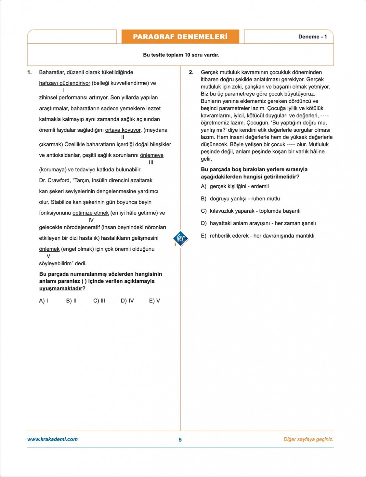 Gamze Hoca Türkçenin Matematiği Tüm Sınavlar İçin Paragraf 10 Deneme