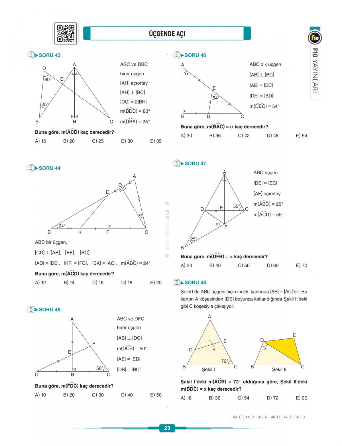 Gerçel Matematik DGS KPSS TYT ALES Geometri Video Ders Kitabı F10 Yayınları