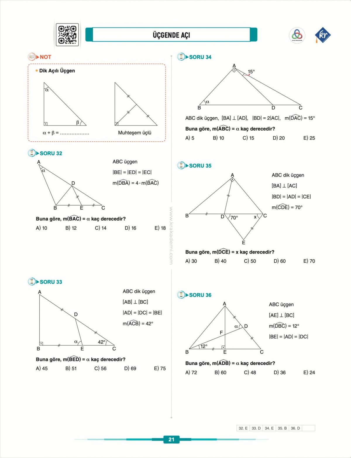 Gerçel Matematik DGS KPSS TYT ALES Geometri Video Ders Kitabı KR Akademi Yayınları